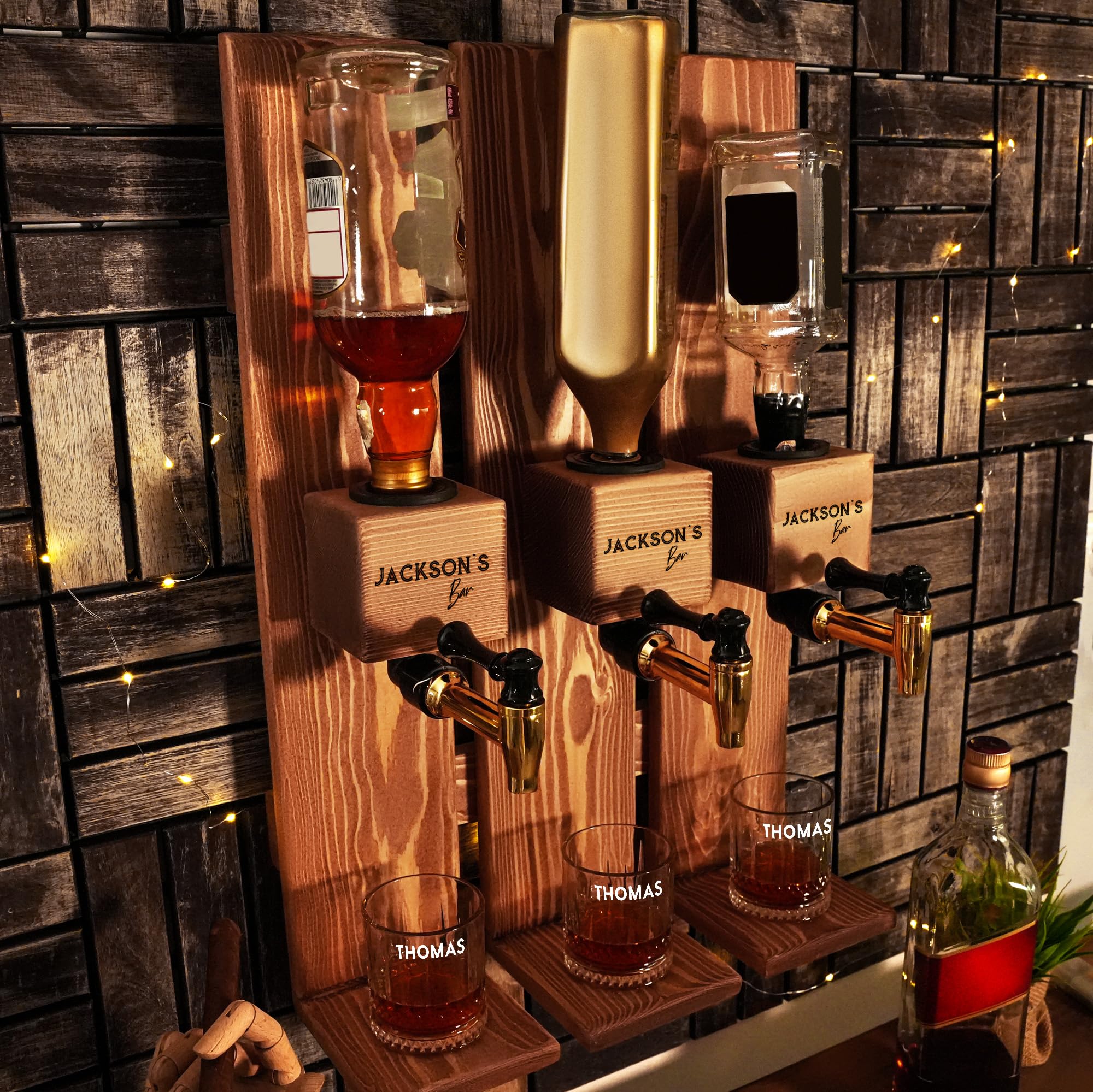 Personalized Wooden Wall Mounted Whiskey Dispenser - Custom Engraved Liquor Decanter for Home Bar, New Home Gift, Wedding Present & Engagement Gift | Perfect for Home Decor, Man Cave & Entertaining Guests