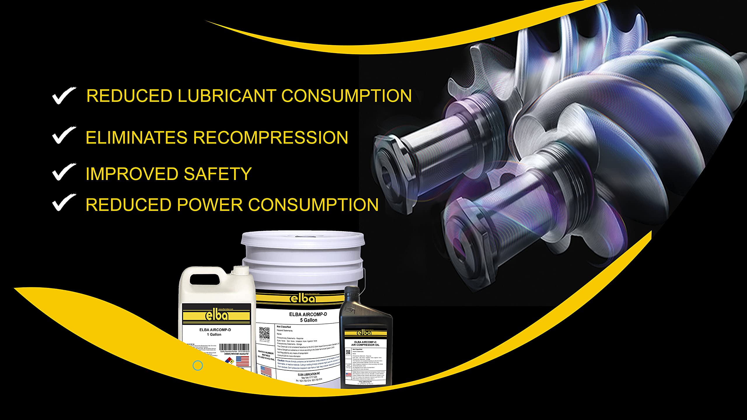 Premium Synthetic Blend Rotary Screw Air Compressor Oil ISO 46 - All Season Industrial Lubricant for Rotary Screw Compressors | Compatible with COMPRO RARUS 426, AEON 500, TERESSTIC 46 | Ideal for Manufacturing Plants, Auto Shops & HVAC Systems (5 Gallon Pail)