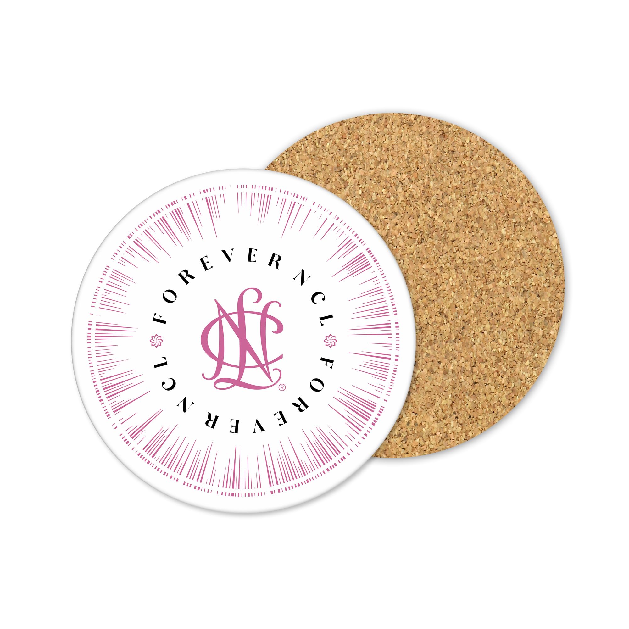National Charity League Cork-Backed Hardboard Drink Coasters Set of 4 - Round Beverage Protectors for Coffee Tables, Bars & Home Decor (NCL #8)