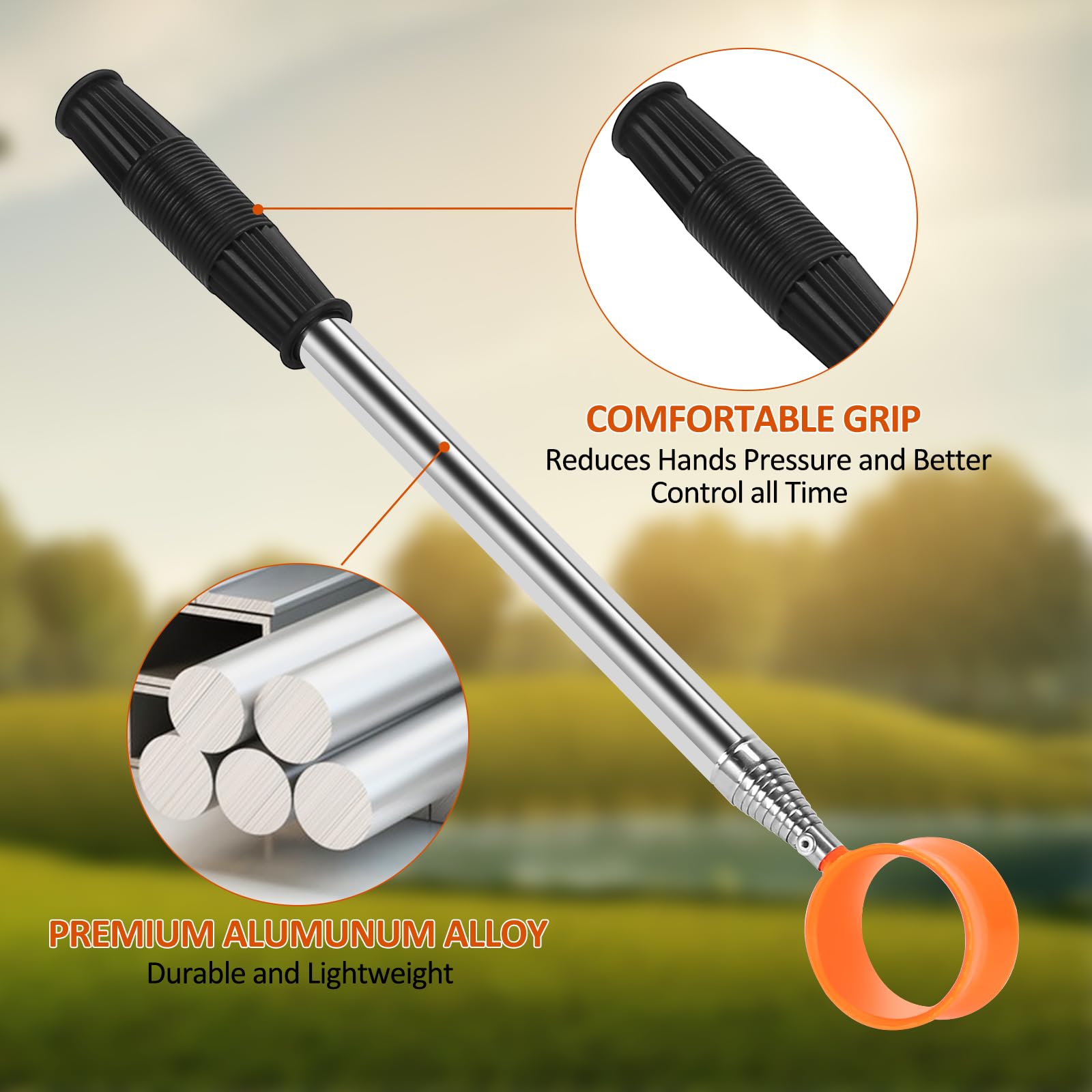9FT Telescopic Golf Ball Retriever - Lightweight Aluminum Alloy Golf Accessory for Men | Perfect for Water Hazards, Rough Terrain & Lost Ball Recovery