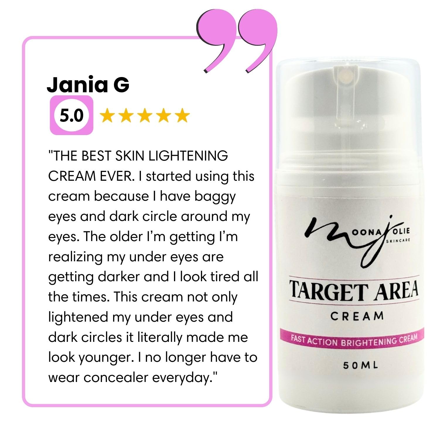 Moona Jolie Vitamin C Face & Body Moisturizer Cream with Aloe Vera & SPF 50 - Brightens Skin Tone, Hydrates & Protects from Sun Damage - Perfect for Daily Skincare Routine & Outdoor Activities (50ml)