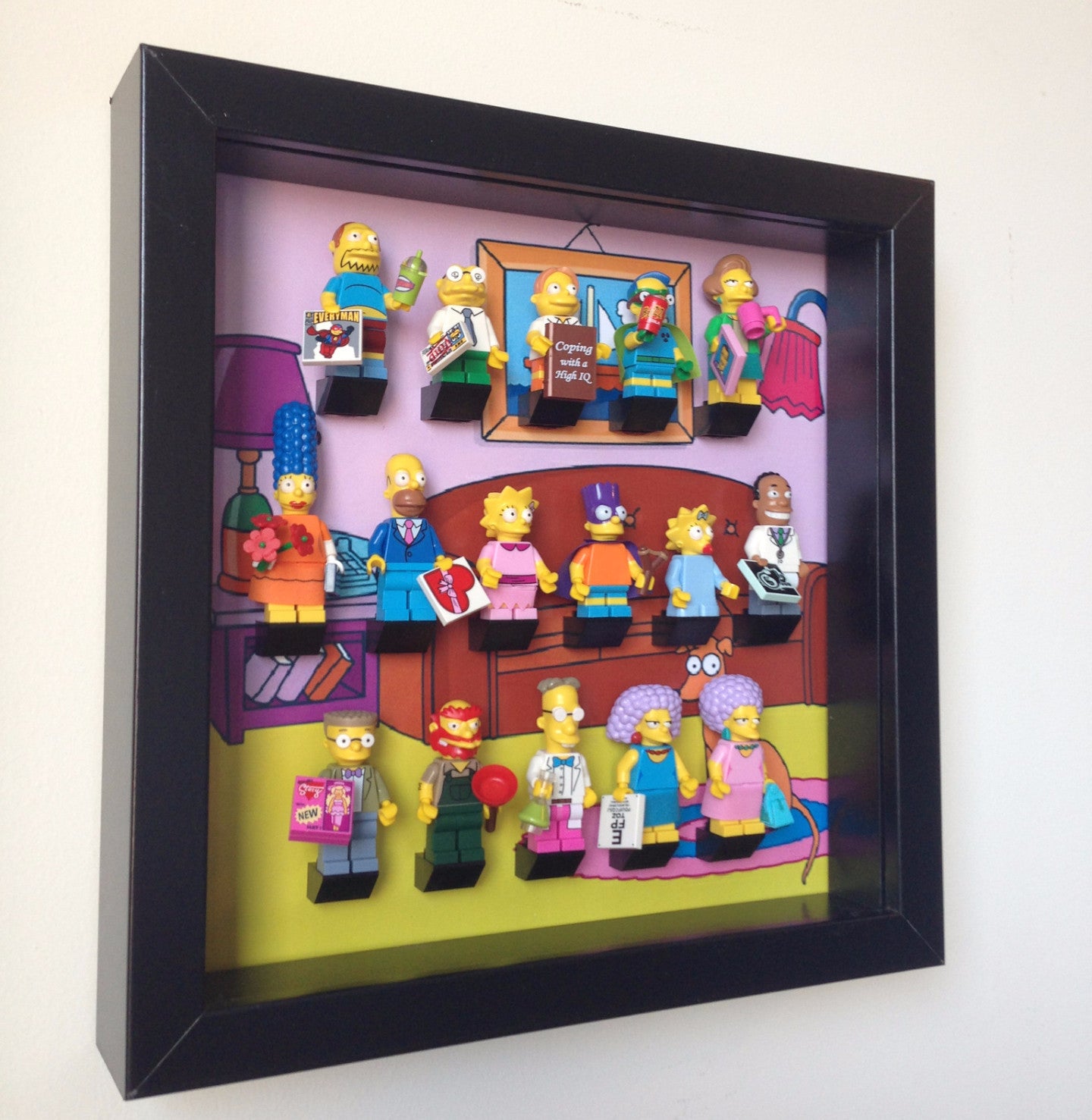 Lego® Simpsons Minifigures Display Stand - House Background Frame for Collectible Minifigures | Perfect for Showcasing Your Simpsons Lego Collection at Home or Office