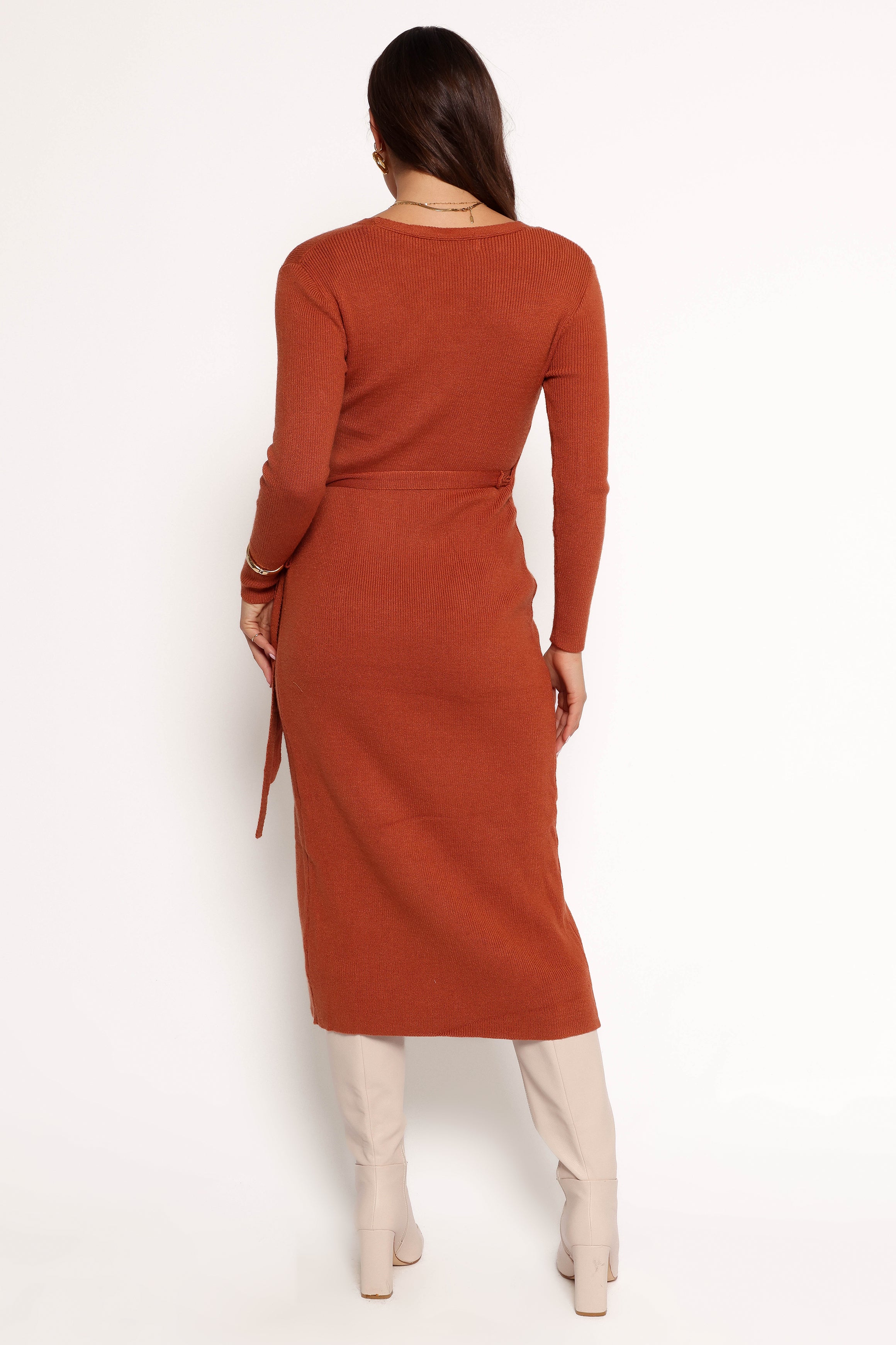 Kellan Wrap Midi Dress in Bronze - Elegant & Flattering Women's Summer Dress for Casual Outings, Date Nights & Special Occasions