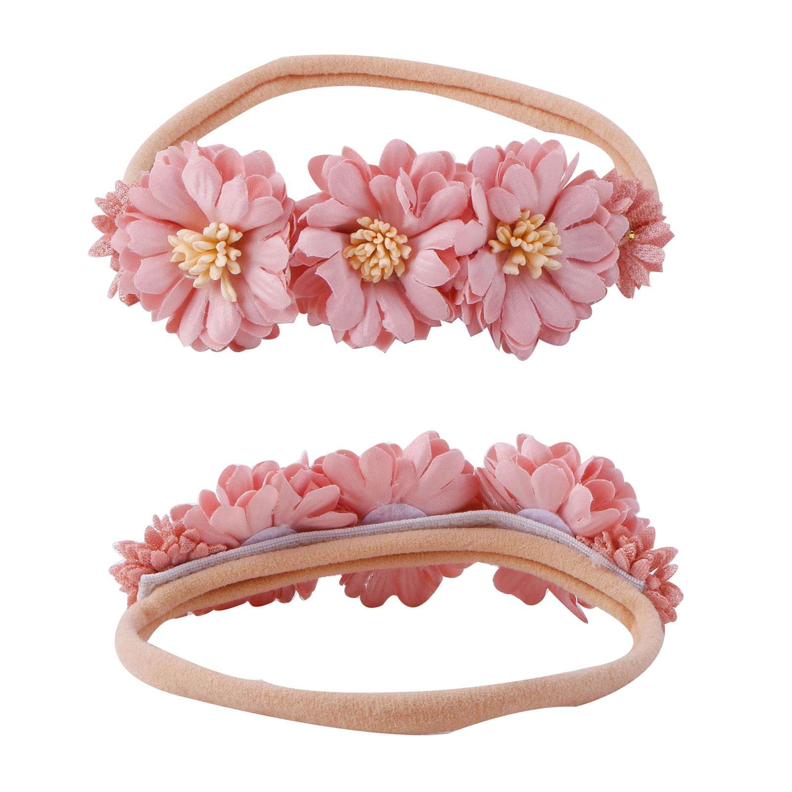 **6-Pack Baby Girl Headbands - Soft Nylon Flower Hairbands for Newborns, Infants & Toddlers | Stretchy Elastic Hair Accessories for Photos, Parties & Everyday Wear**