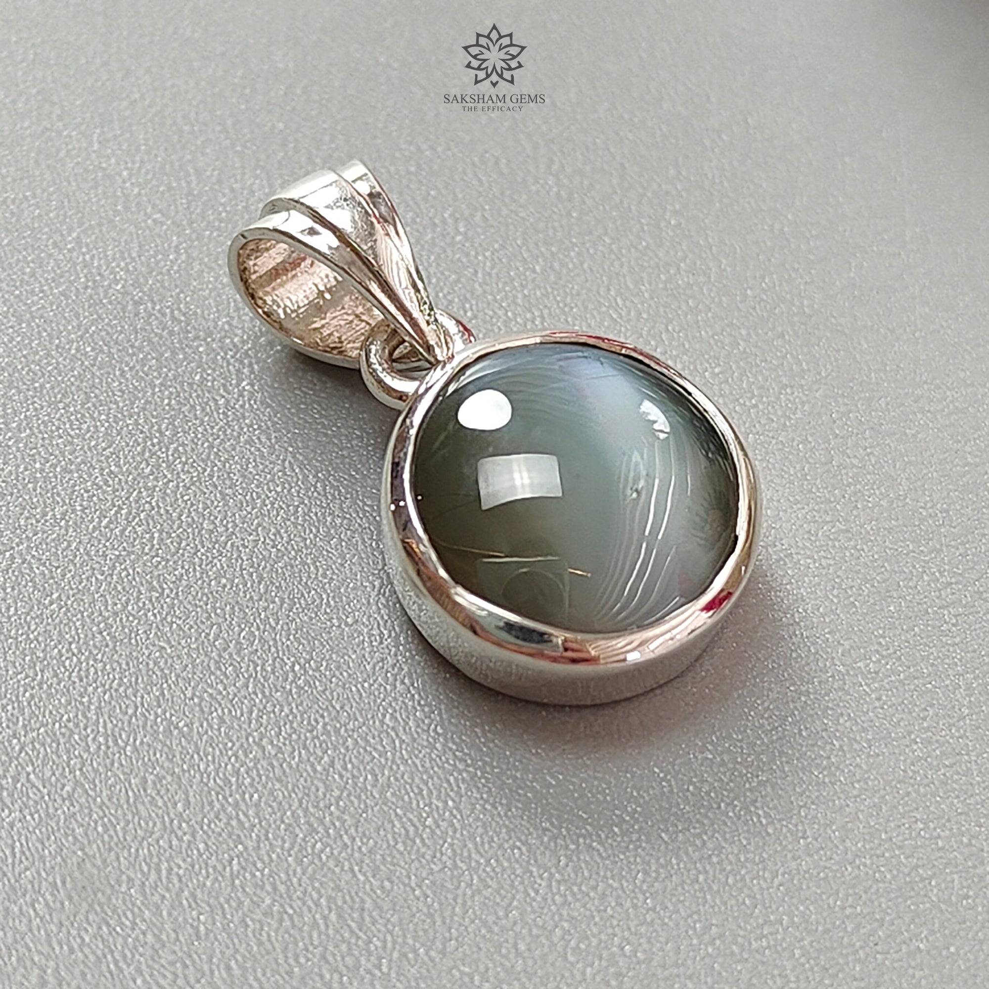 Natural Chrysoberyl Cat's Eye Silver Pendant - 2.50g Genuine Untreated Round Cabochon in 925 Sterling Silver Bezel Setting | Elegant Jewelry Gift for Women, Perfect for Weddings & Special Occasions