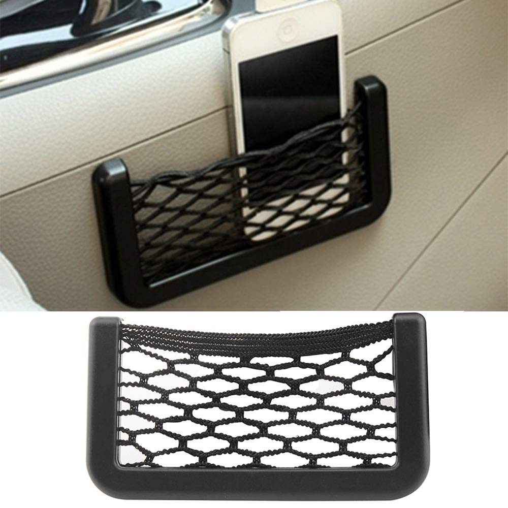 Car Seat Organizer with Mesh Pocket - Self-Adhesive Door Side Storage Bag, Smartphone Holder for Car Accessories, Perfect for Road Trips & Daily Commutes