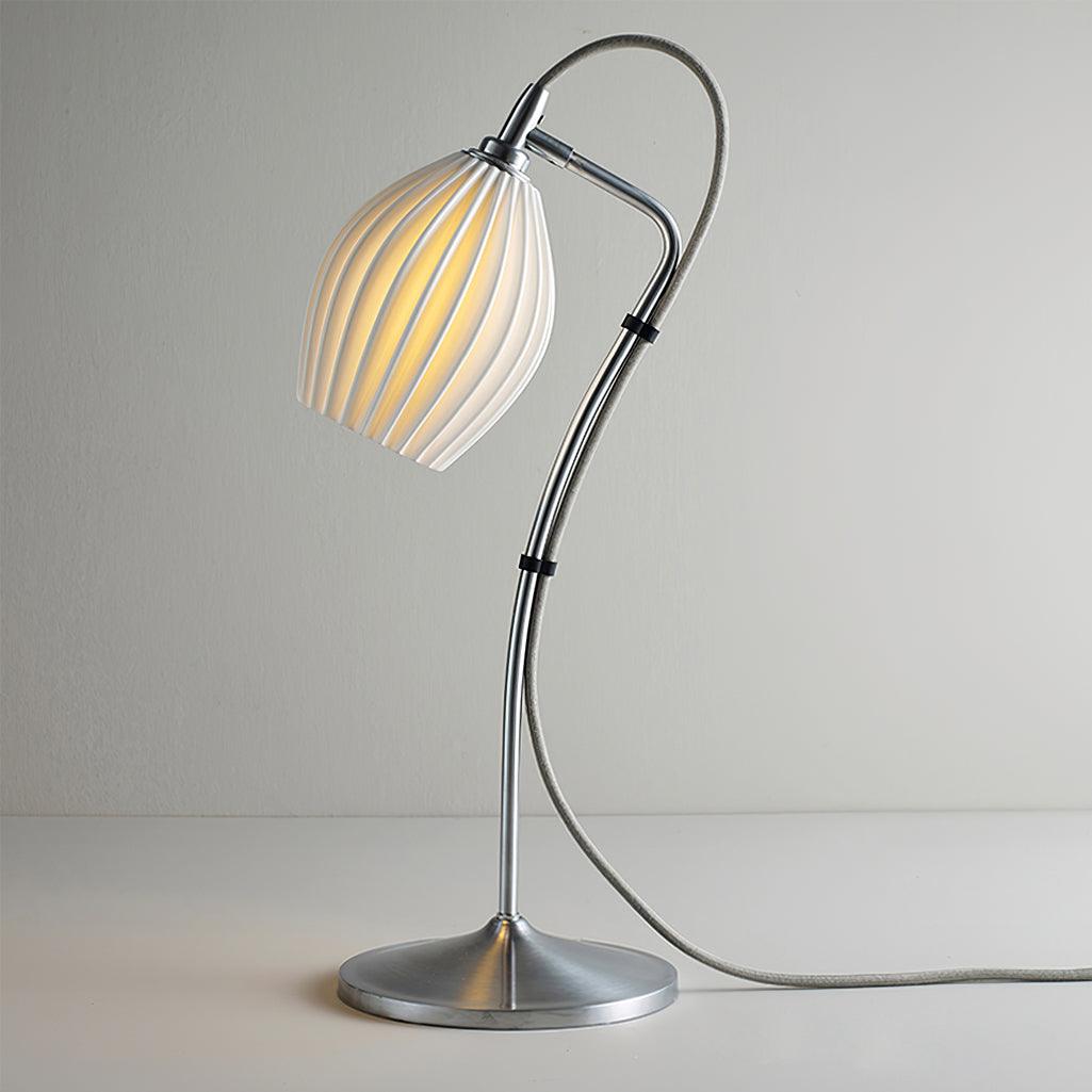 Modern Ceramic Ribbed Table Lamp - Elegant Home & Office Lighting for Bedroom, Living Room, and Study Desk | Dimmable LED Light Fixture