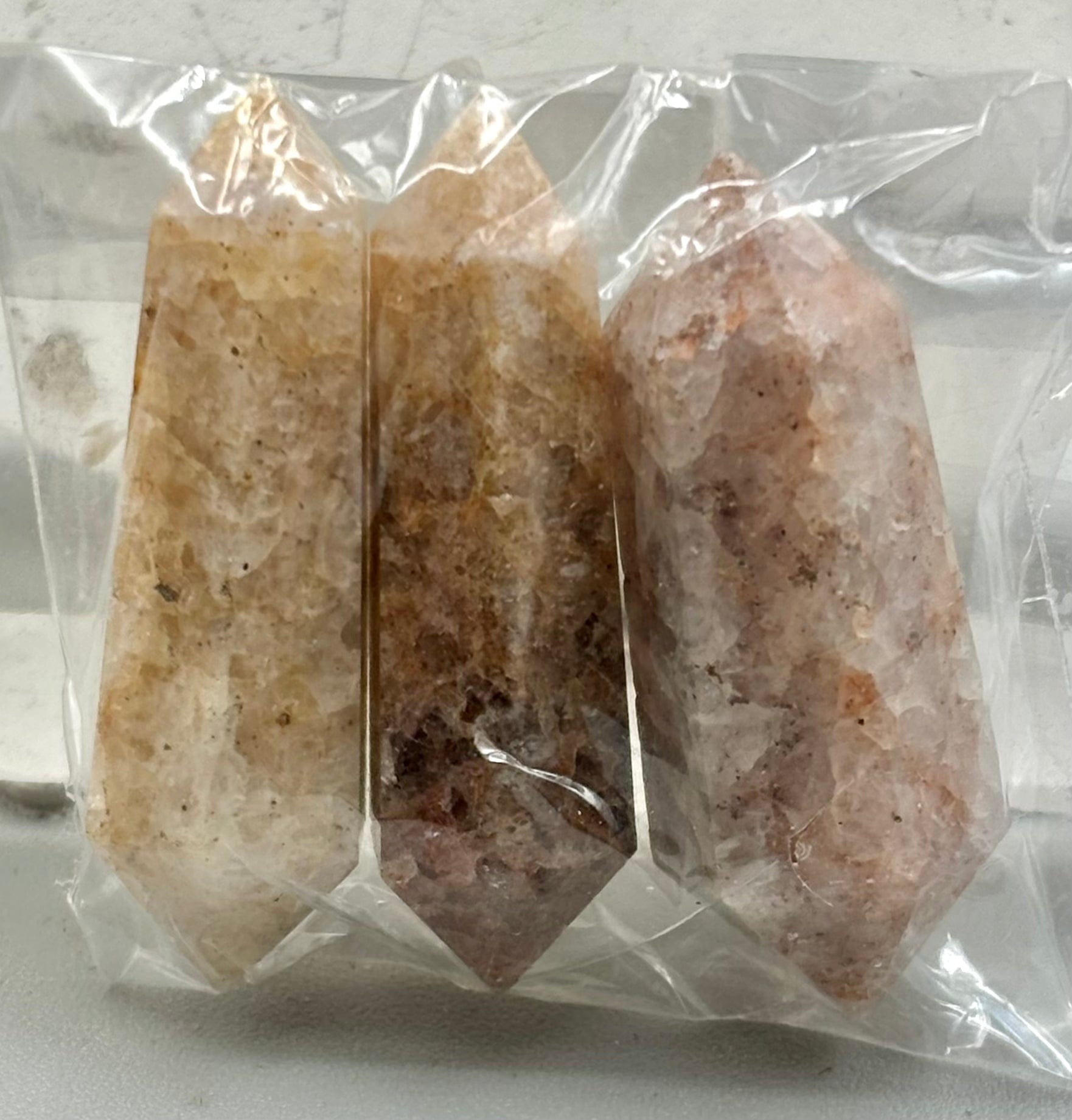 3pc Double Terminated Golden Healer Quartz Points - Natural Healing Crystals for Meditation, Reiki & Energy Work - Perfect for Home Decor, Spiritual Gifts & Chakra Balancing
