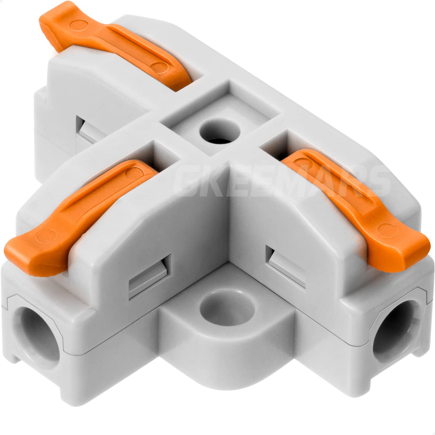 GKEEMARS 20Pcs 3 Way T Tap Wire Connectors - Quick Splice Push-in Electrical Connectors for AWG 24-12 Gauge Wires (Orange) - Ideal for Automotive, Home Wiring & DIY Electrical Projects