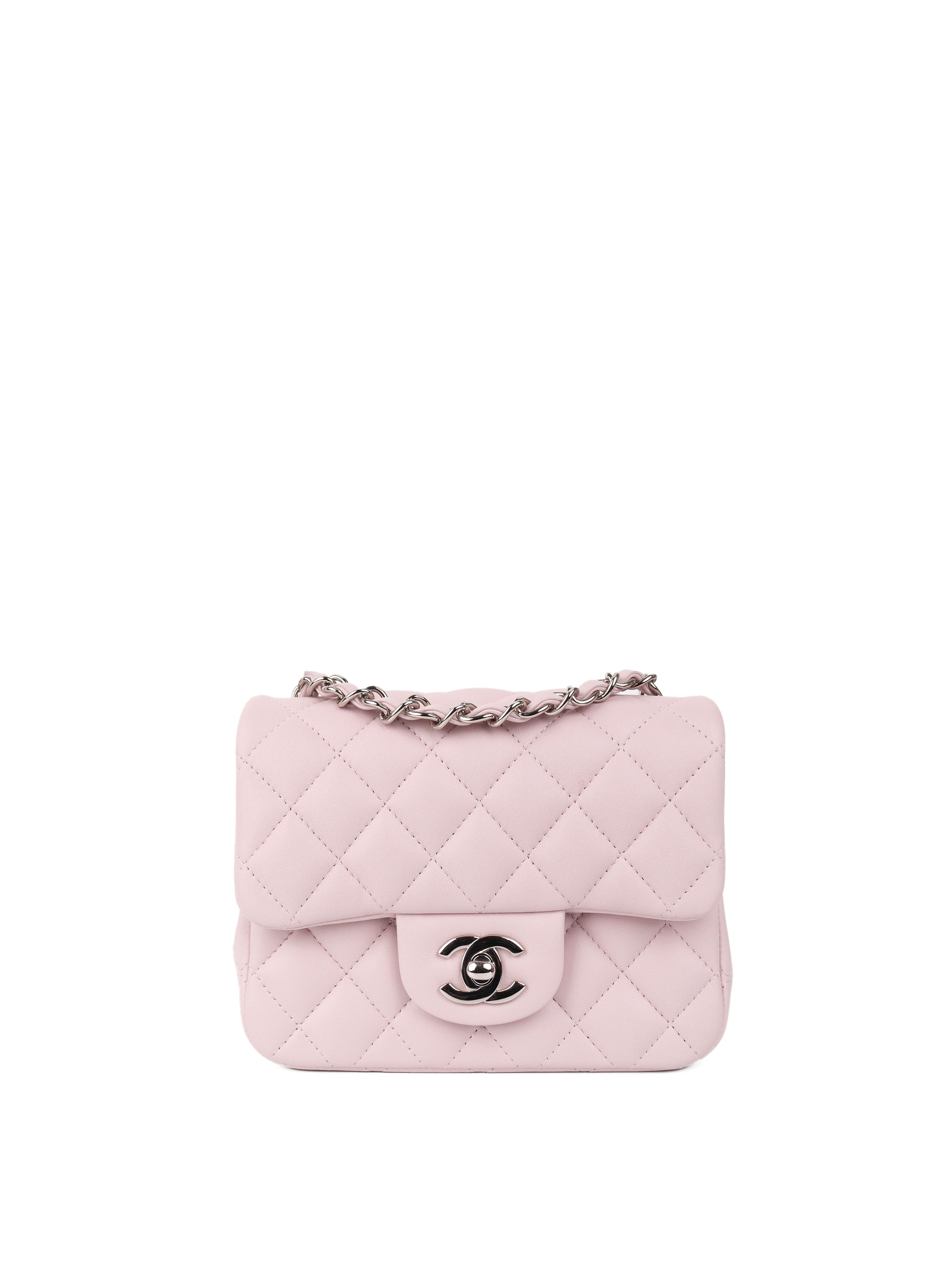 Chanel Mini Square Lilac Classic Flap Bag SHW - Luxury Crossbody Purse for Women | Perfect for Date Night, Parties & Special Occasions