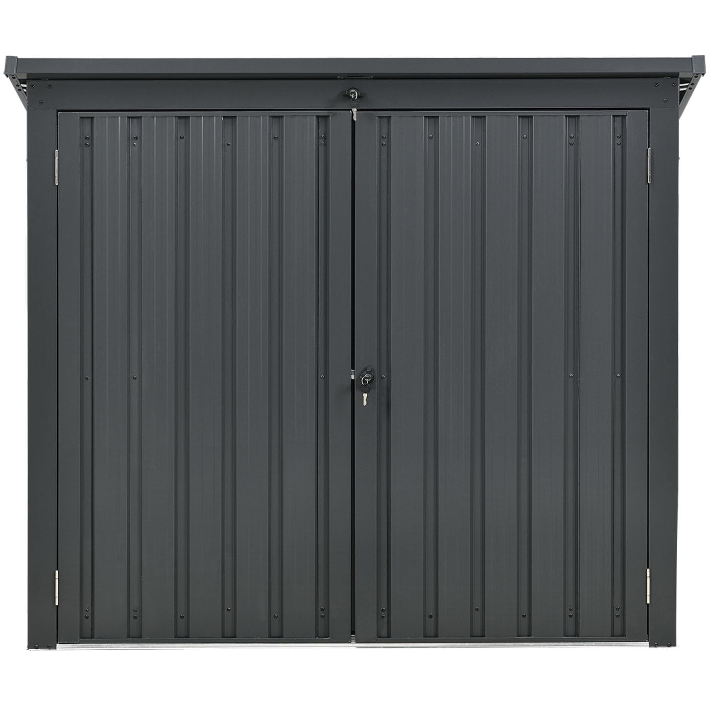 Hanover Outdoor Storage Shed for Trash & Recycling Bins - 3.3x5.2x4.4ft Galvanized Steel Pent Roof Shed with 2-Point Locking System - Holds 2 Trash Cans - Dark Gray Weatherproof Garbage Can Enclosure - Perfect for Backyard, Garage & Side Yard Waste Management
