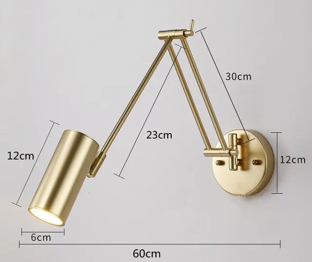 Long Arm Swing Wall Lamp with Internal Touch Sensor - Modern Dimmable LED Light for Bedroom, Living Room, and Hallway