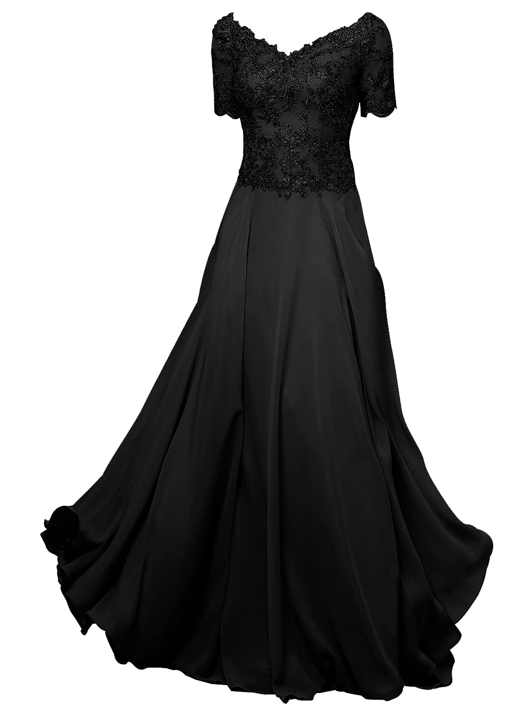 Elegant Mother of the Bride Dresses for Women - Long Chiffon Evening Gown with Short Sleeves | Wedding Guest Dress for Special Occasions, Formal Events & Evening Parties