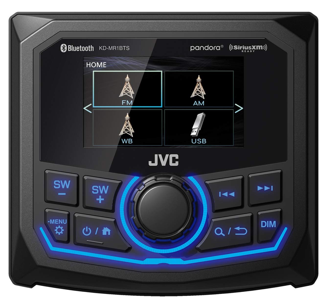 JVC KD-MR1BTS Bluetooth Marine Stereo Receiver with 2 Pairs of Kicker Marine OEM Replacement Speakers - Charcoal | Waterproof Audio System for Boats, Yachts & Marine Vehicles