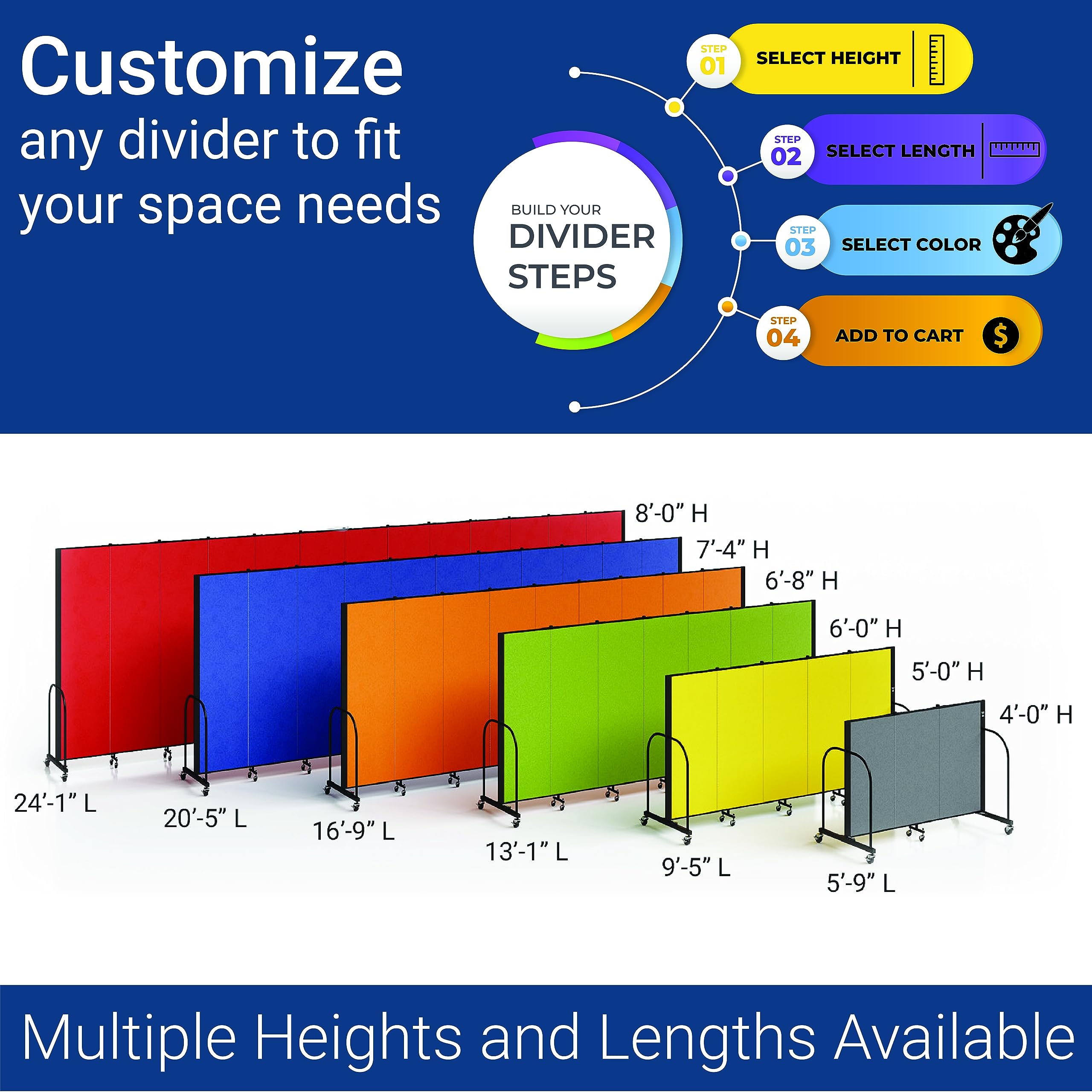 CFSL749-DB 9-Panel Commercial Portable Room Divider - Privacy Screen for Offices, Events & Home Use | Foldable Partition Wall for Space Division