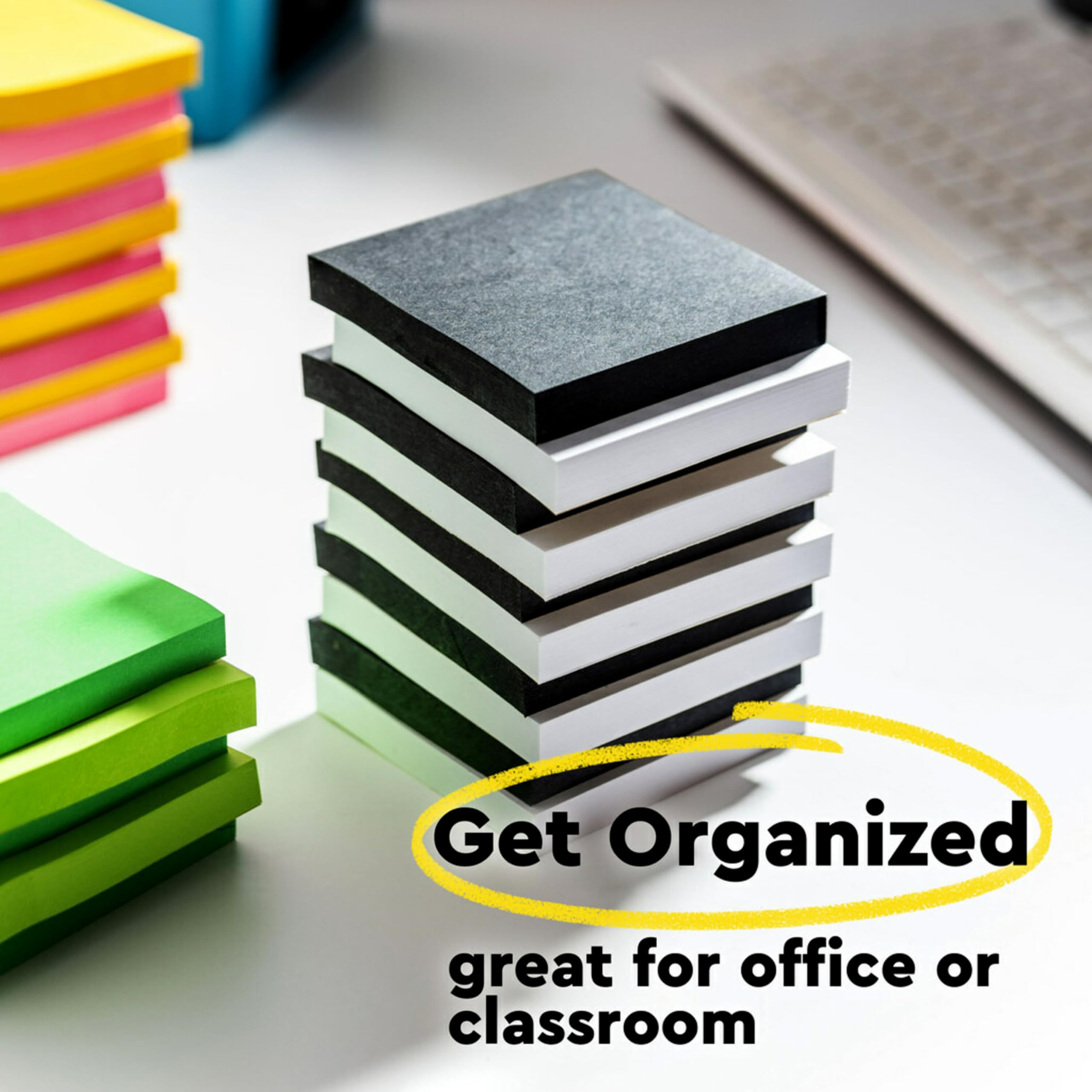 Super Sticky Notes 5-Pack, 3x3 Inch Extra Strong Adhesive Post-it Notes for School, Office & Home - Perfect for Vertical Surfaces, Monitors, Walls & Windows (First Snow White) - Great for Reminders, Planning & Organization