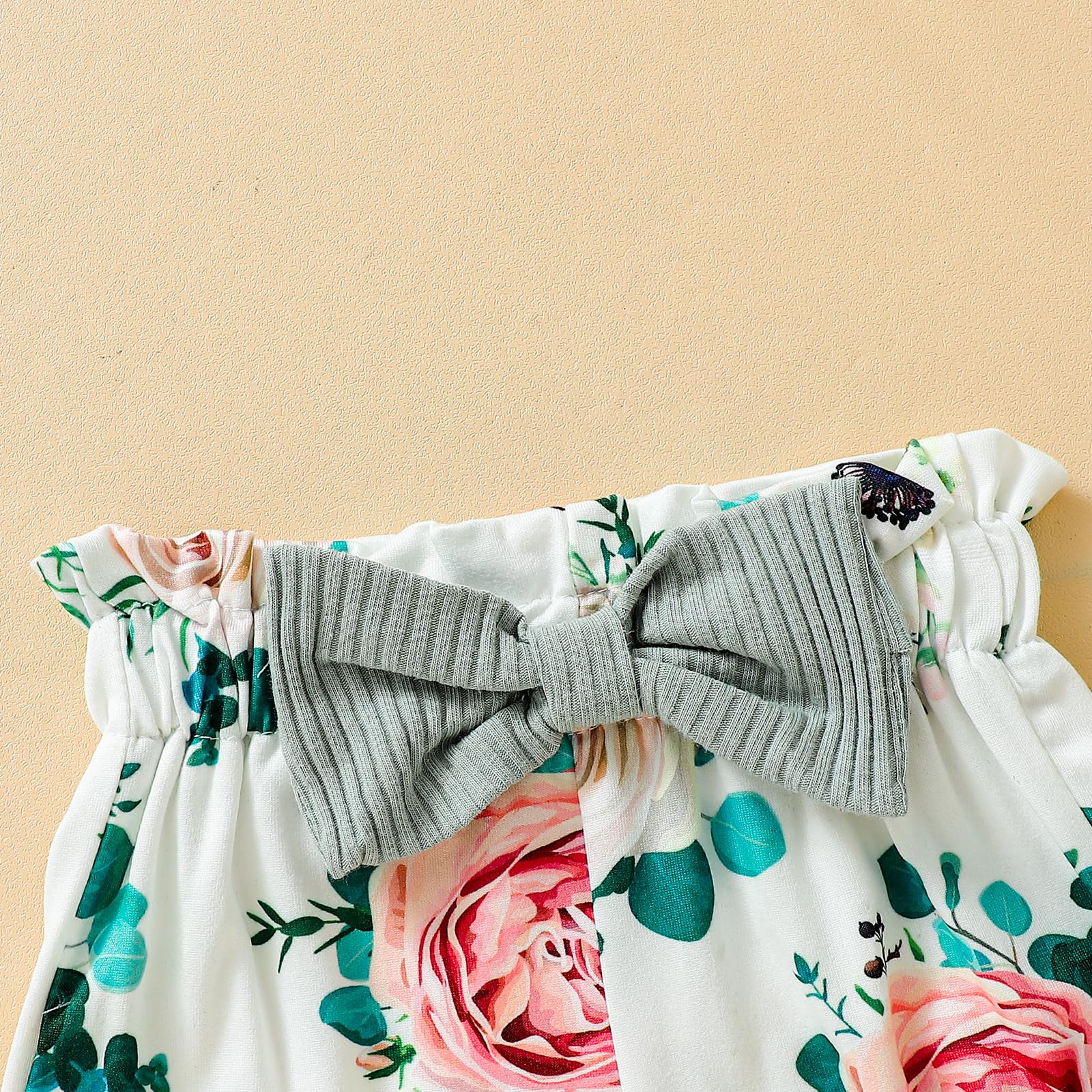 Adorable Baby Girl Outfits - Ribbed Romper & Floral Shorts Set for Newborns | Perfect for Summer, Playdates & Photo Shoots