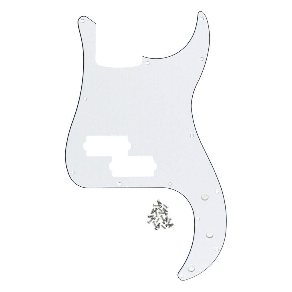 White 3-Ply Standard P Bass Pickguard - 13 Hole Scratch Plate for 4 String PB Bass Guitar Replacement Part | Perfect for DIY Guitar Repair & Customization