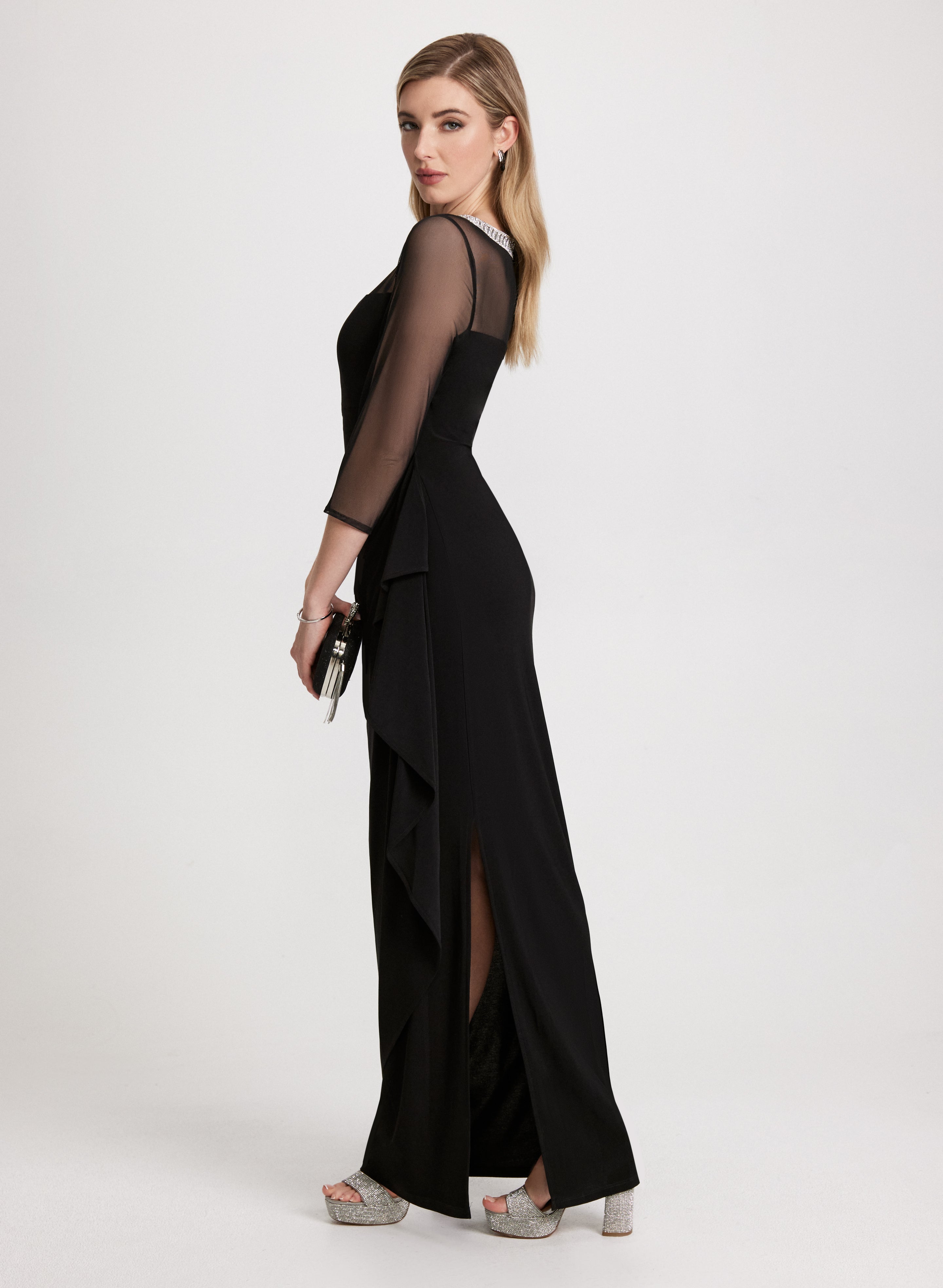 Embellished Neckline Jersey Dress for Women - Elegant & Comfortable Summer Casual Wear - Perfect for Parties, Dates & Office Outfits