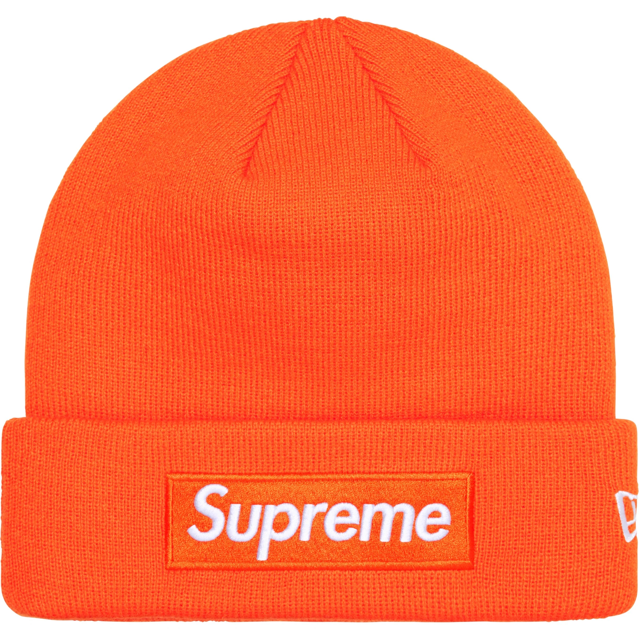 Supreme New Era® Box Logo Beanie - Dark Orange Winter Hat for Men & Women - Perfect for Cold Weather, Streetwear Fashion & Outdoor Activities