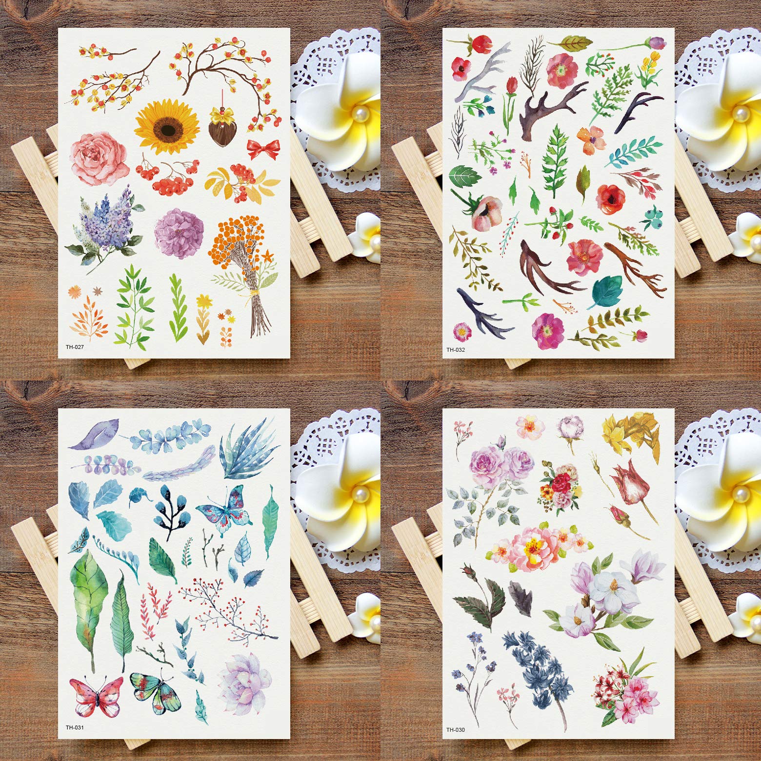 Waterproof Temporary Tattoo Stickers - 12 Sheets with 100+ Summer Designs (Animals, Flowers, Leaves) | Perfect for Kids, Parties, Festivals & Body Art