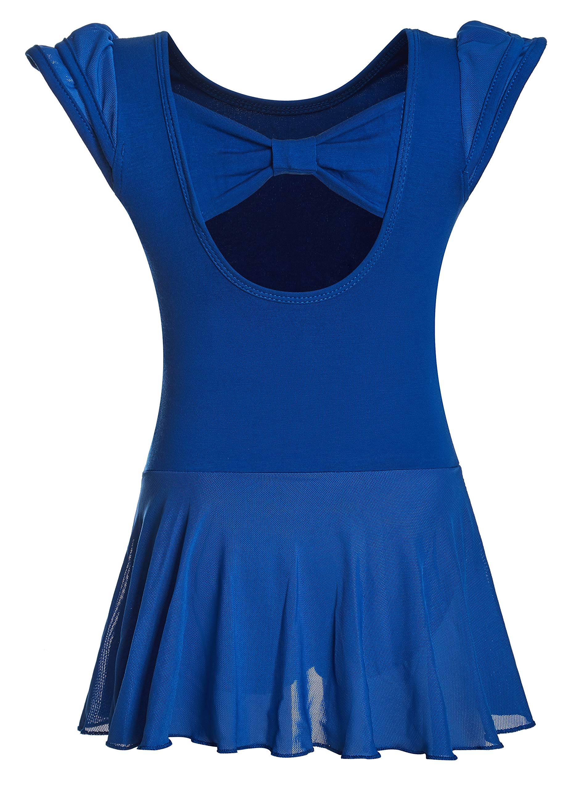 DANSHOW Girls' Ballet Leotard with Flutter Sleeves, Petal Skirt & Bow Back - Dance Costume for Recitals, Performances & Ballet Classes