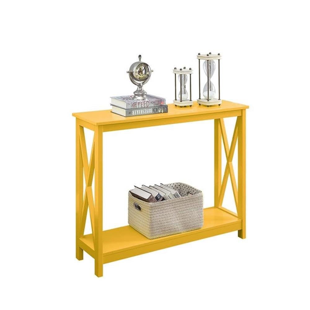 Pemberly Row Transitional Console Table - Yellow Wood Finish Entryway Table for Hallway, Living Room & Foyer Decor