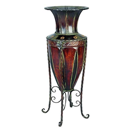 Tuscany Style Metal Vase - Gold Rustic Iron Flower Vase for Home Decor, Wedding Centerpiece & Farmhouse Table Decor