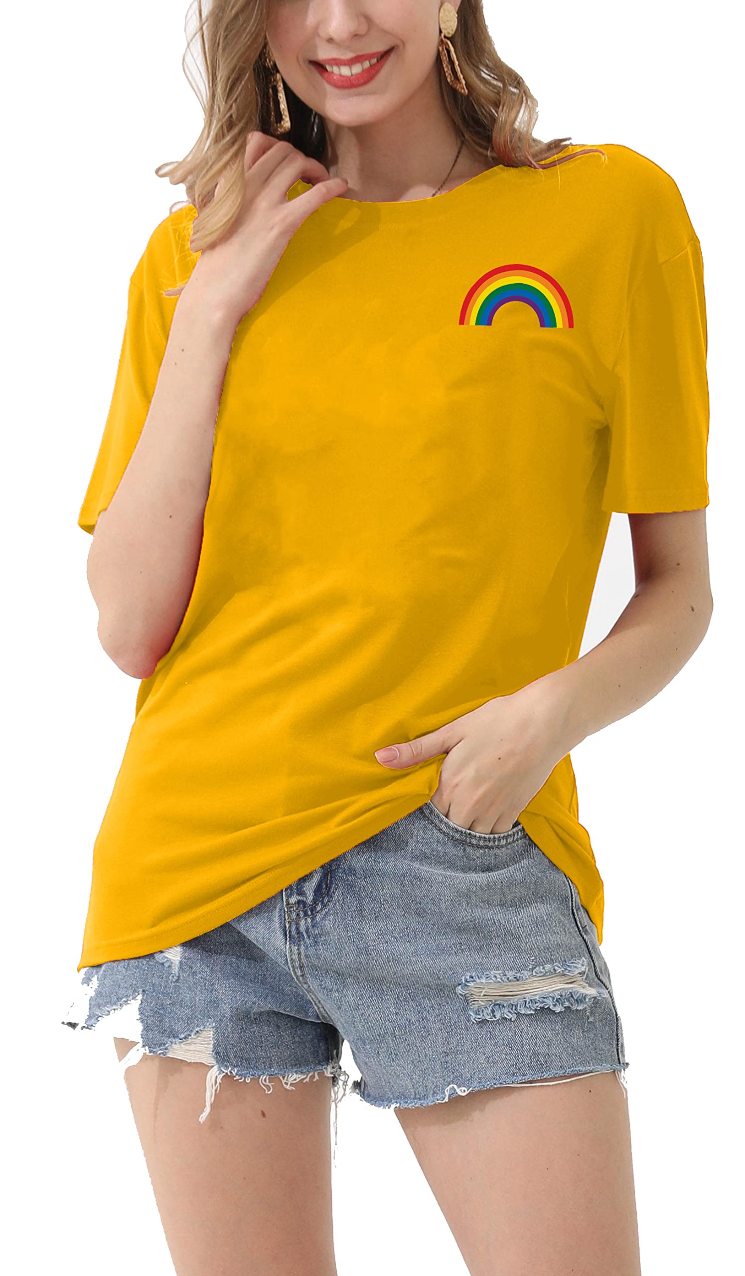 Pride T-Shirts for Women - Rainbow Heart Graphic Tees | LGBT Casual Short Sleeve Tops for Everyday Wear & Pride Events