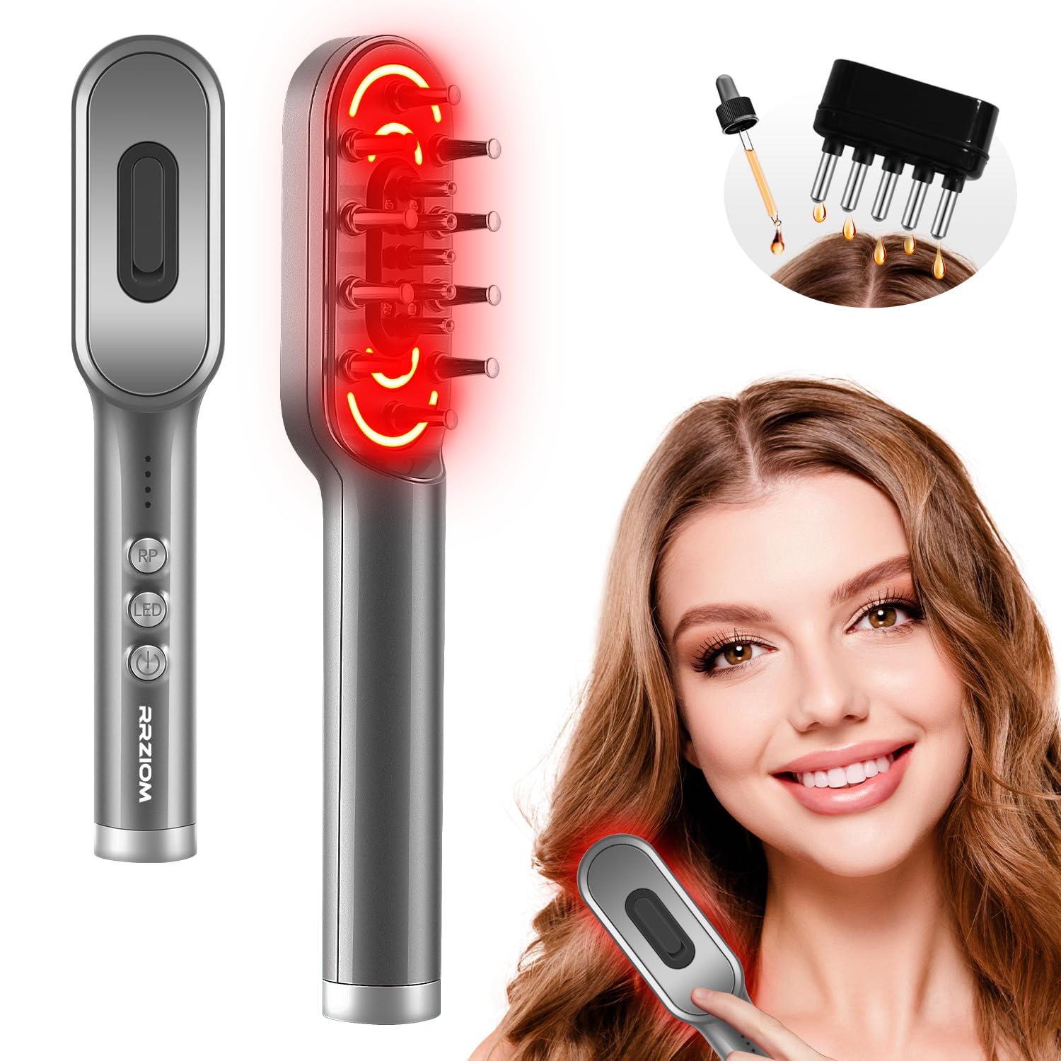 RRZIOM Laser Therapy Hair Growth Comb - Red Light Therapy Comb for Hair Loss Treatment & Regrowth - Alopecia & Scalp Care for Men & Women - At-Home Hair Restoration Solution for Thicker, Healthier Hair