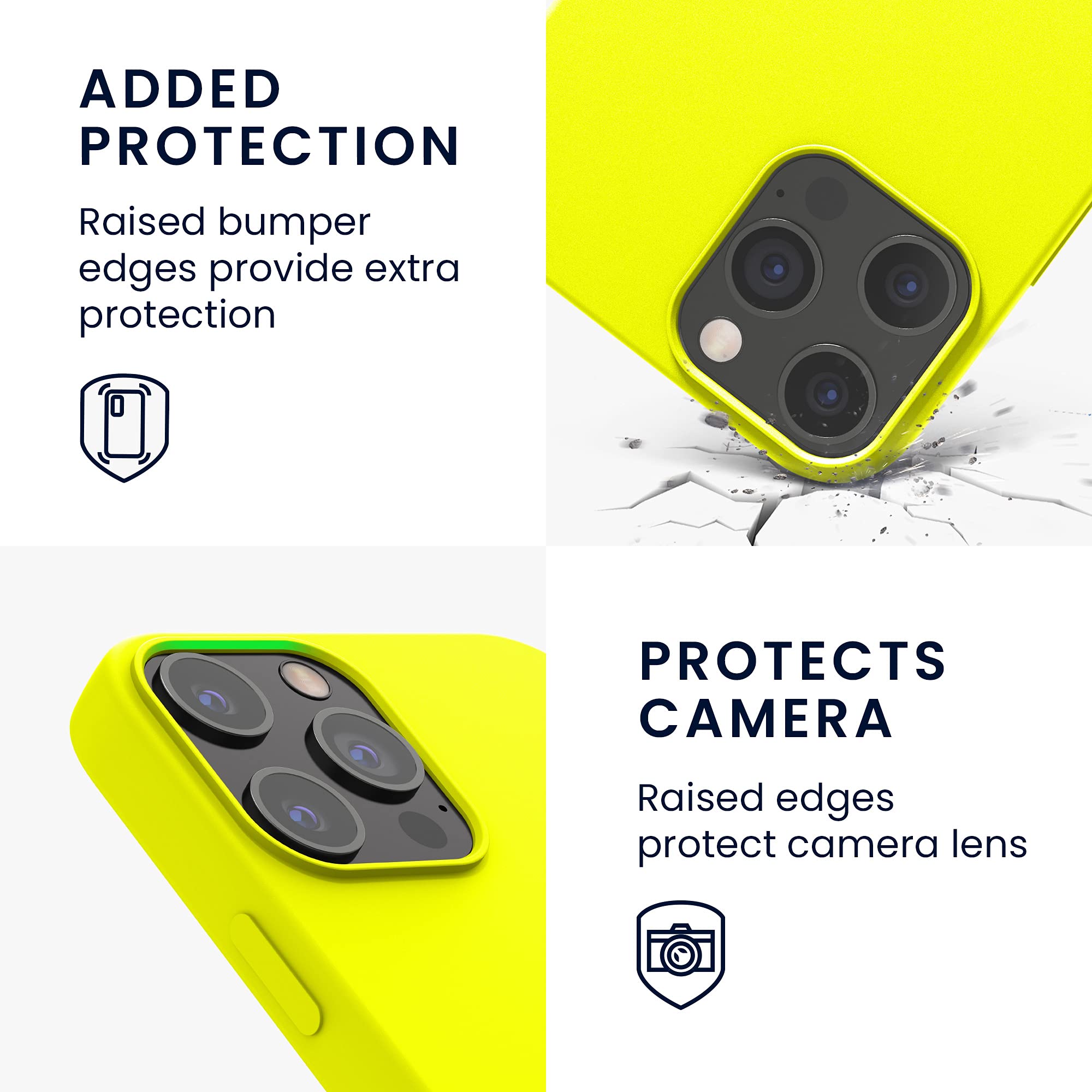 kwmobile Shockproof TPU Silicone Case for Apple iPhone 12 Pro Max - Soft Protective Phone Cover in Lemon Yellow - Perfect for Everyday Use, Work & Outdoor Activities