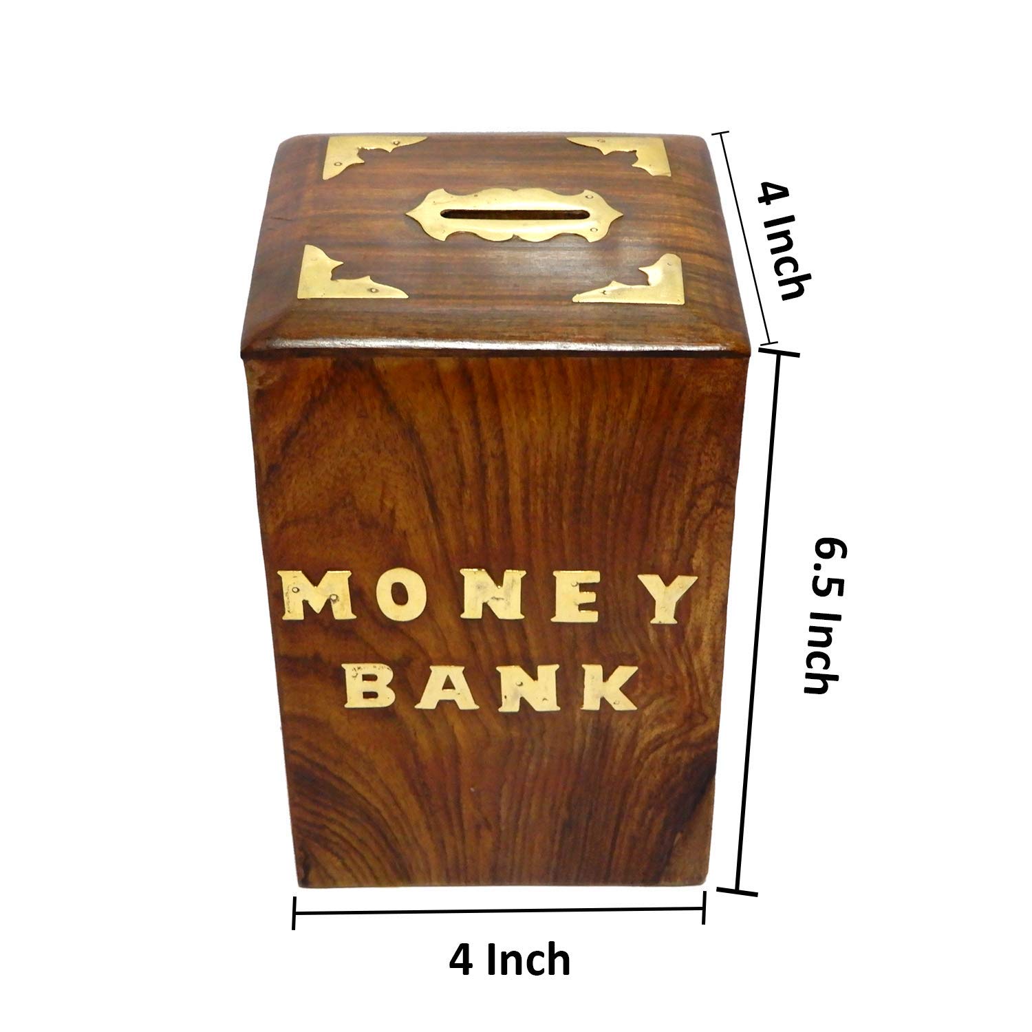 Valentine's Day Special Handmade Wooden Money Bank with 2 Keys - Square Safe Box Piggy Bank for Kids & Teens - Butterfly Inlay Coin Storage Box | Birthday Gift Idea for Children, Home Decor & Savings Organizer
