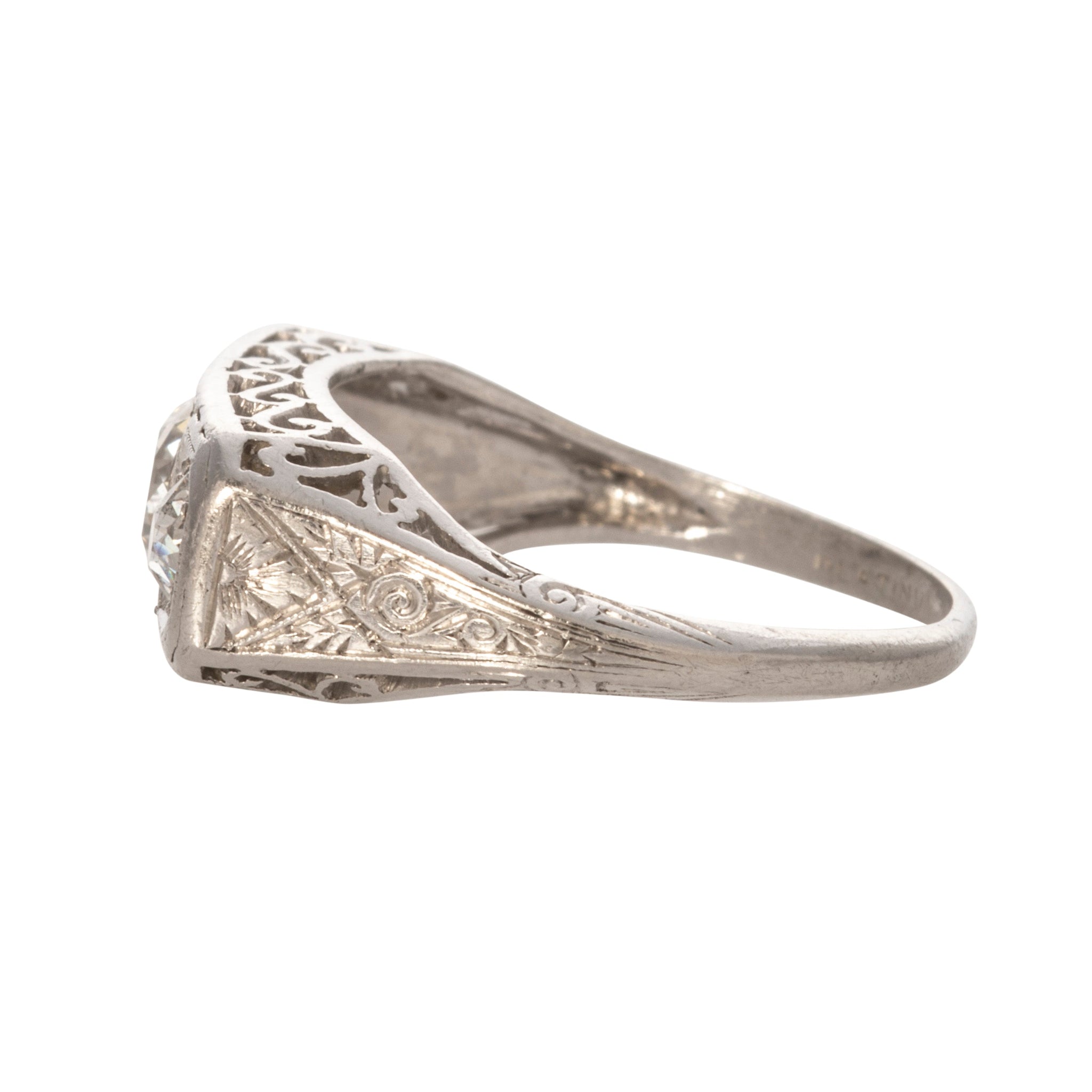 1.22ctw Art Deco Diamond Three Stone Platinum Ring - Vintage Engagement, Wedding, Anniversary Jewelry Gift for Her