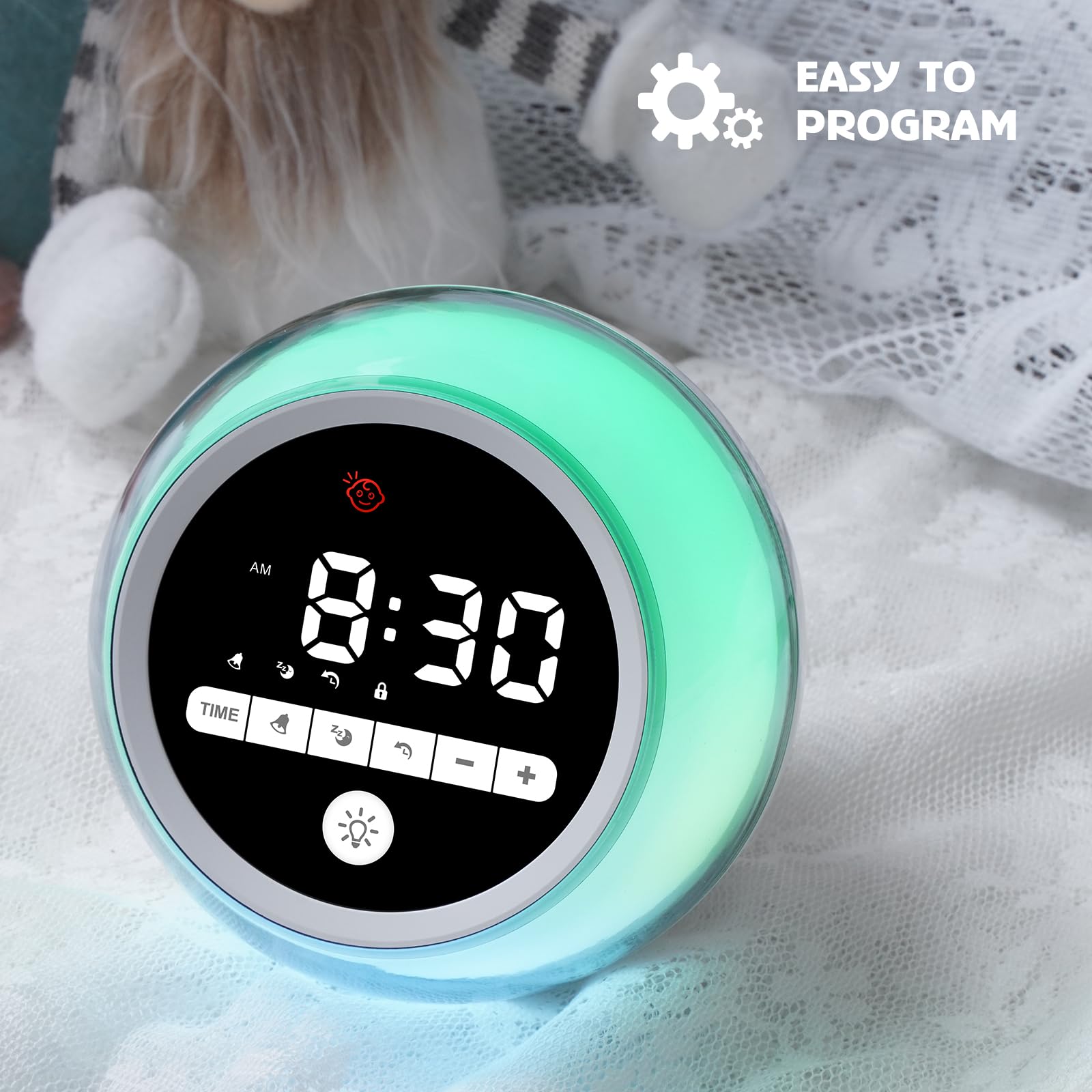 Kids Alarm Clock with Night Light & Nap Timer - Sleep Training Clock for Toddlers & Children | Perfect for Bedtime, Wake-Up Training & Nursery Decor