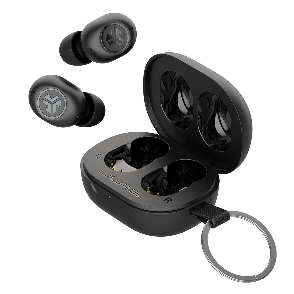 JBuds Mini True Wireless Earbuds - Bluetooth 5.0, IPX5 Waterproof, 24H Playtime, Noise Cancelling Headphones for Running, Workout & Travel (Black)