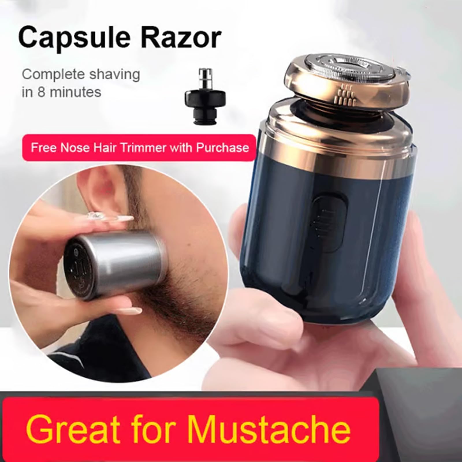 2024 Newest Unisex Mini Portable Electric Shaver - 2-in-1 Rechargeable & Waterproof Travel Razor for Men & Women | Perfect for Business Trips, Gym Bags & On-the-Go Grooming (Black)