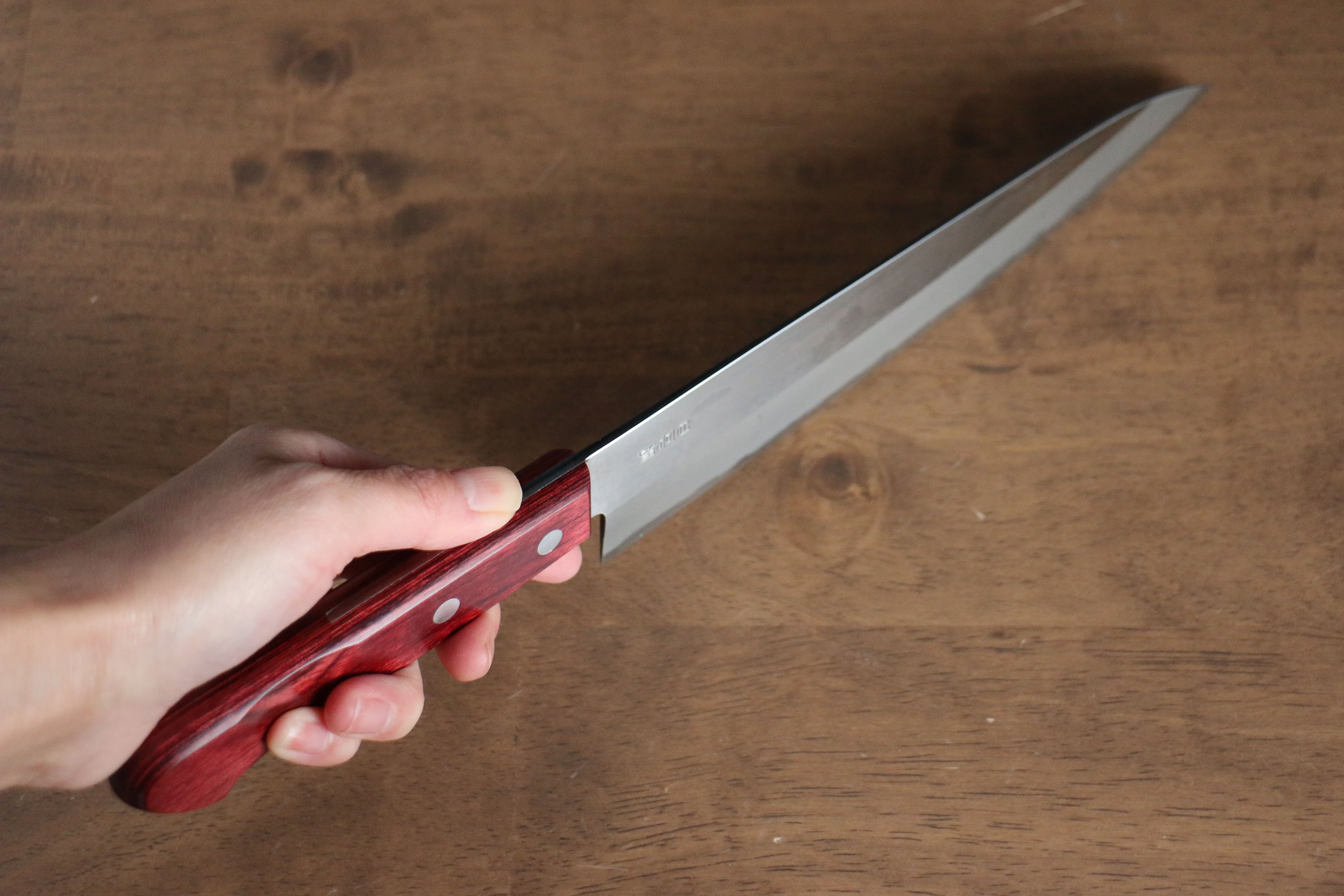 Premium Nao Yamamoto White Steel No.2 Gyuto Chef Knife 210mm - Japanese Red Pakka Wood Handle - Professional Kitchen Knife for Sushi, Meat Cutting & Precision Cooking