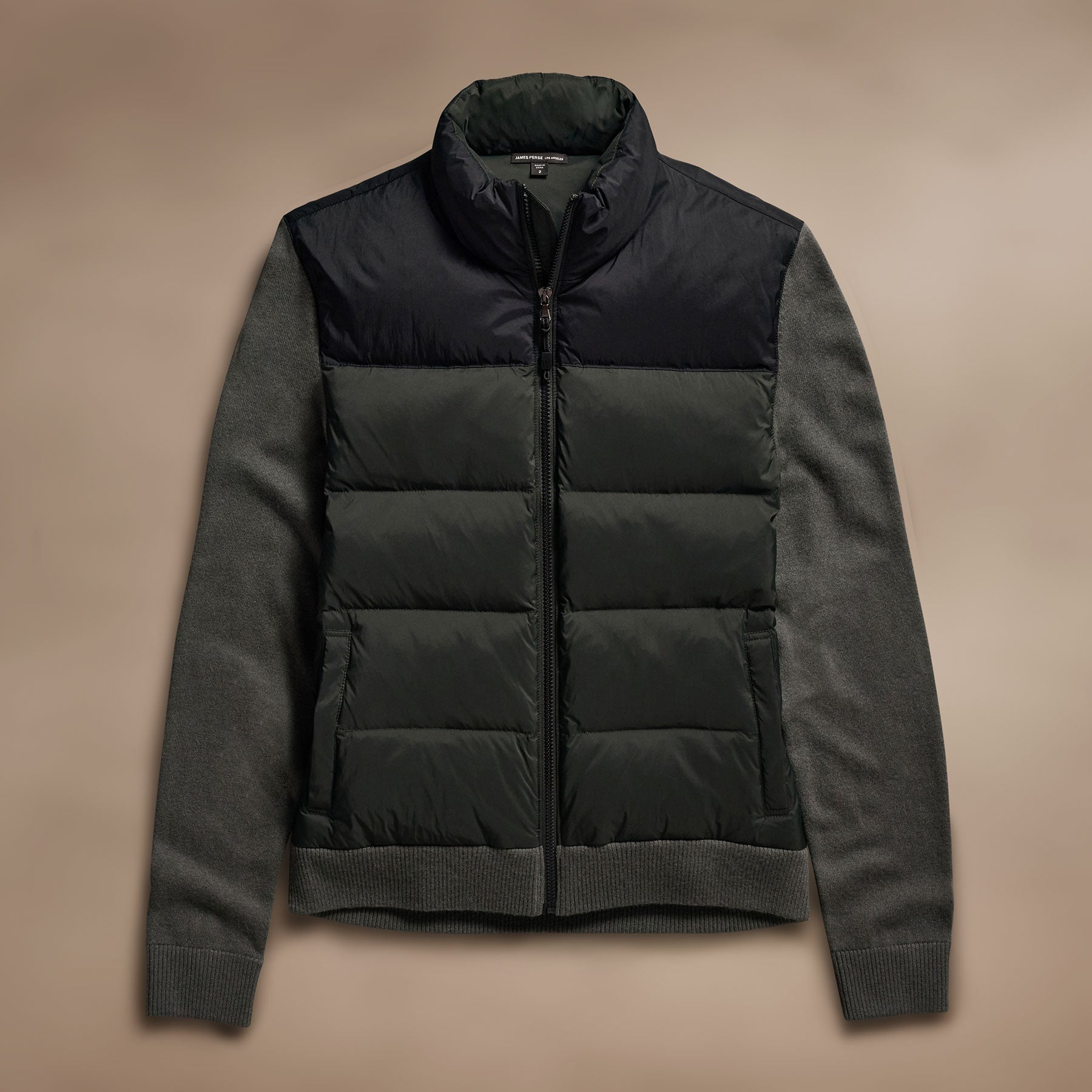 Two Tone Down Front Zip Up Sweater for Women - Black/Olive/Olive - Casual Winter Pullover for Outdoor Activities & Streetwear Fashion