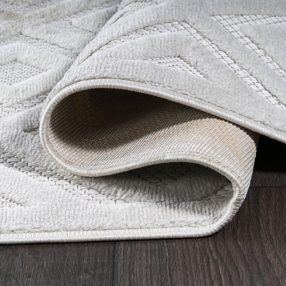 Portmany Neutral Diamond Trellis Area Rug - Soft & Durable Indoor Outdoor Carpet for Living Room, Bedroom, Patio & Deck