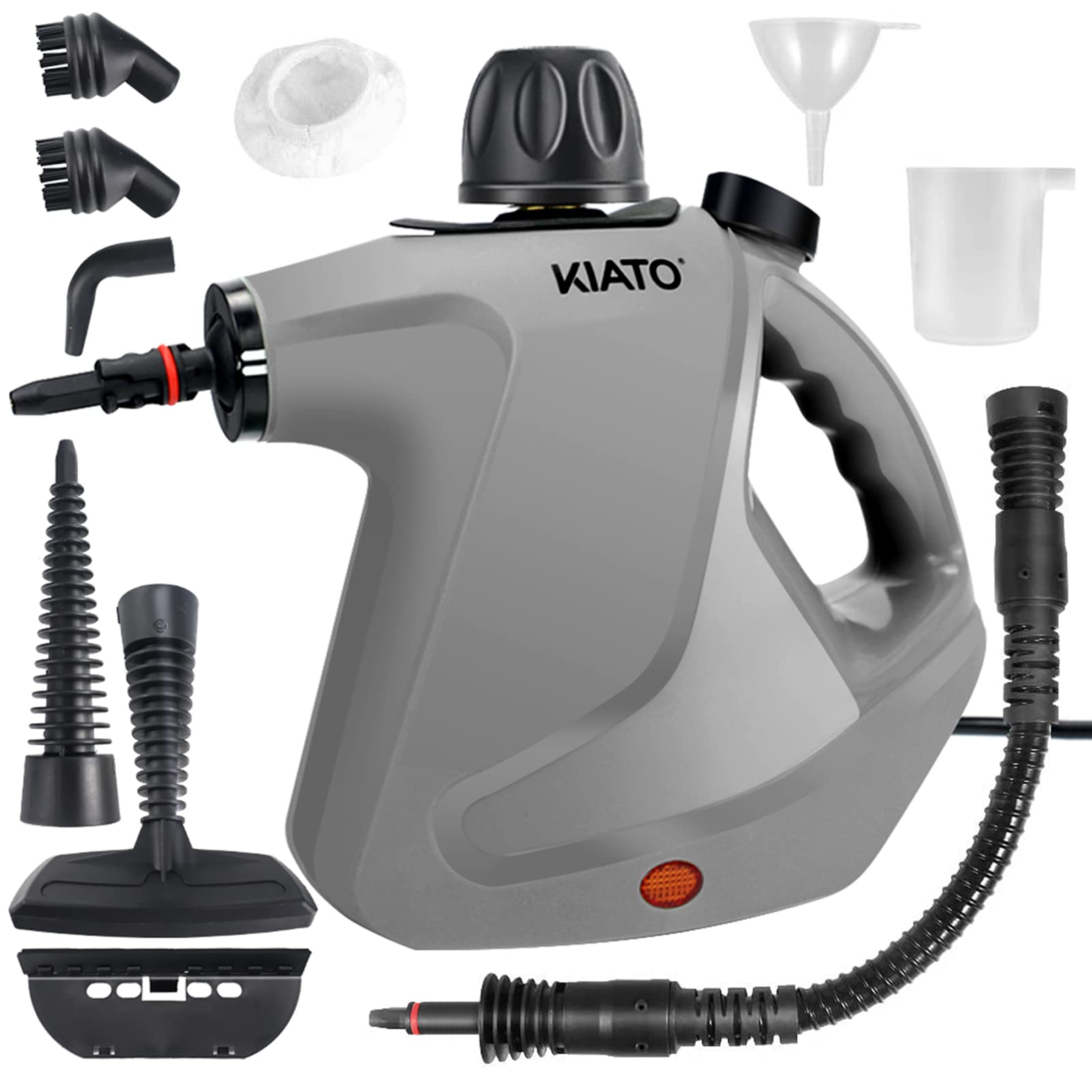 Kiato 10-in-1 Handheld Steam Cleaner for Home, Car & Office - Portable Steamer for Upholstery, Sofa, Bathroom & Surface Cleaning (Grey) - Perfect for Deep Cleaning, Sanitizing & Removing Tough Stains
