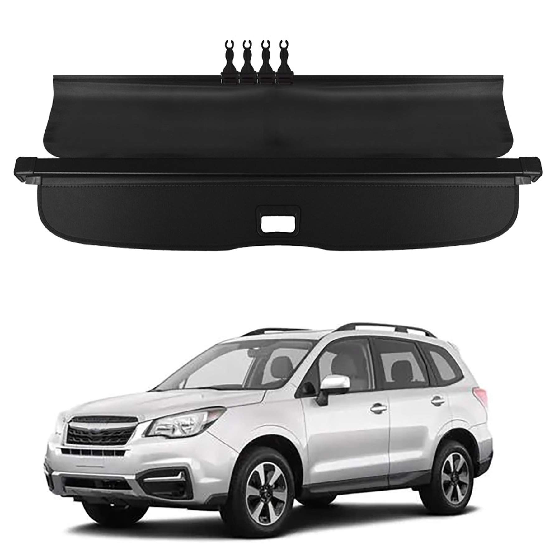 2014-2018 Subaru Forester Black Rear Trunk Cargo Cover | Manual Door Security Shade Replacement | Perfect for Road Trips & Grocery Hauling