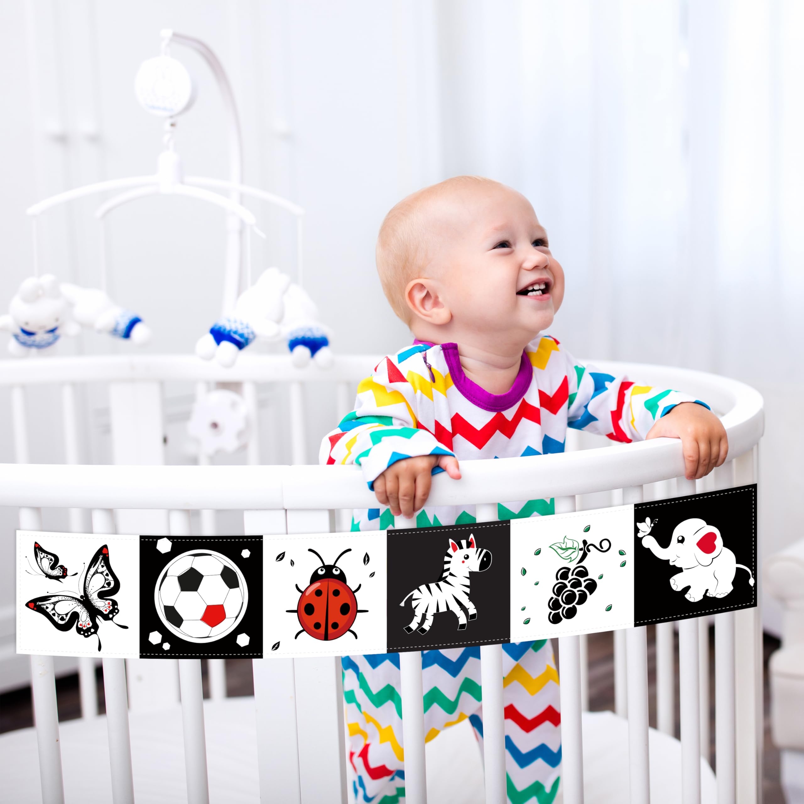 High Contrast Black and White Baby Toys for Newborns 0-3 Months - Soft Sensory Book & Montessori Tummy Time Toys for Brain Development - Perfect Infant Gift for 0-6-12 Months (Great for Early Learning, Visual Stimulation & Playtime)