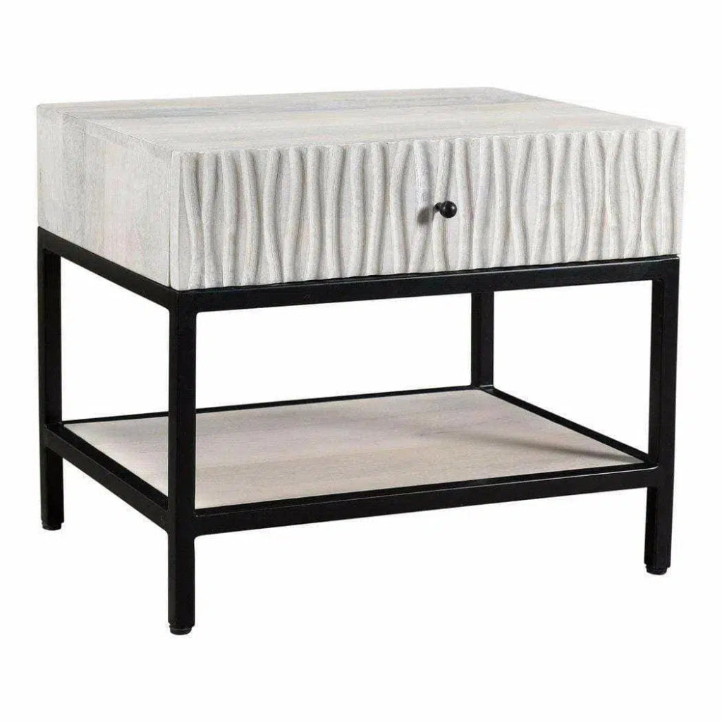 26 Inch White Contemporary Nightstand - Modern Bedside Table for Bedroom, Living Room, or Guest Room - Perfect for Storage and Stylish Home Decor