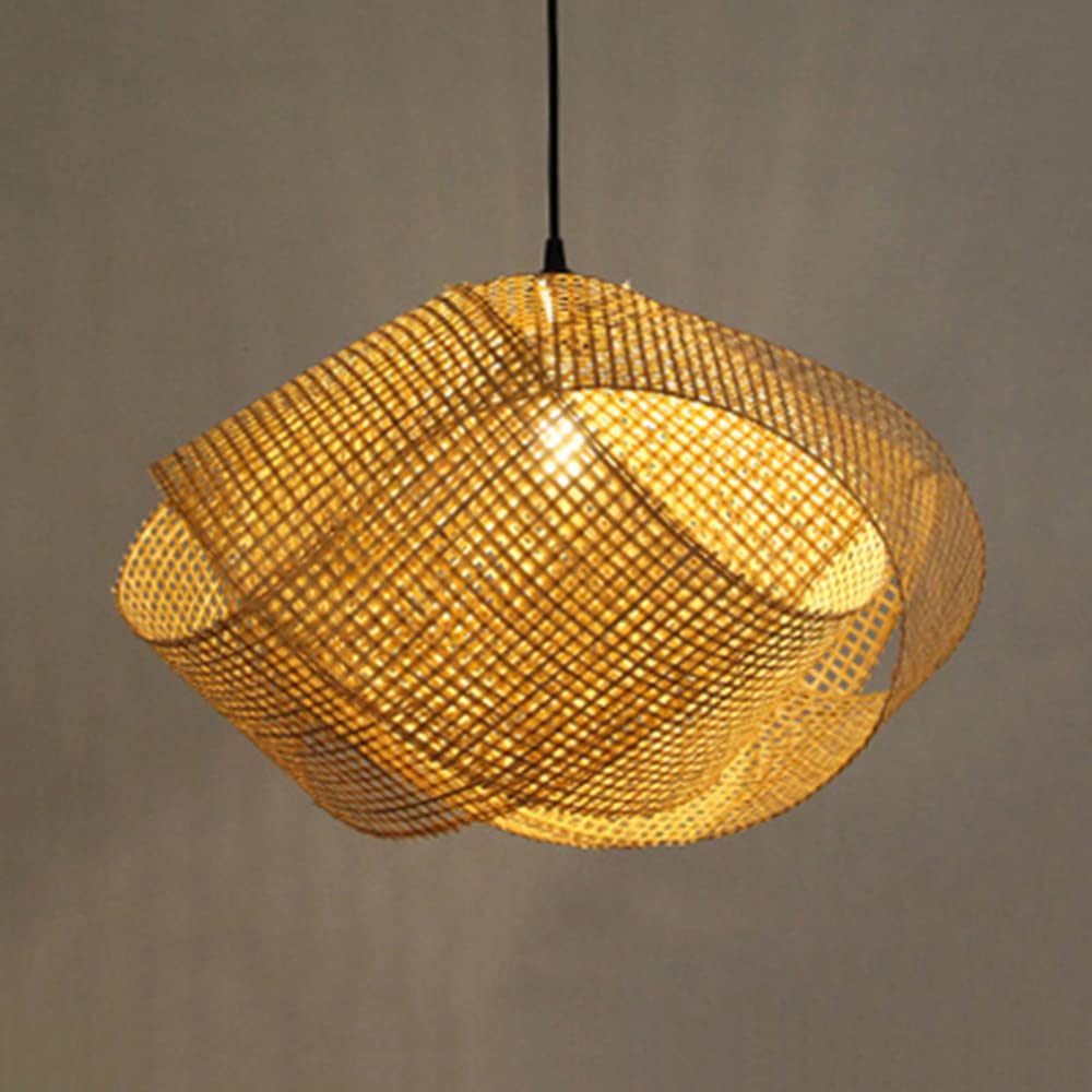 LITFAD Asian Handcrafted Rattan Pendant Light - 19.7