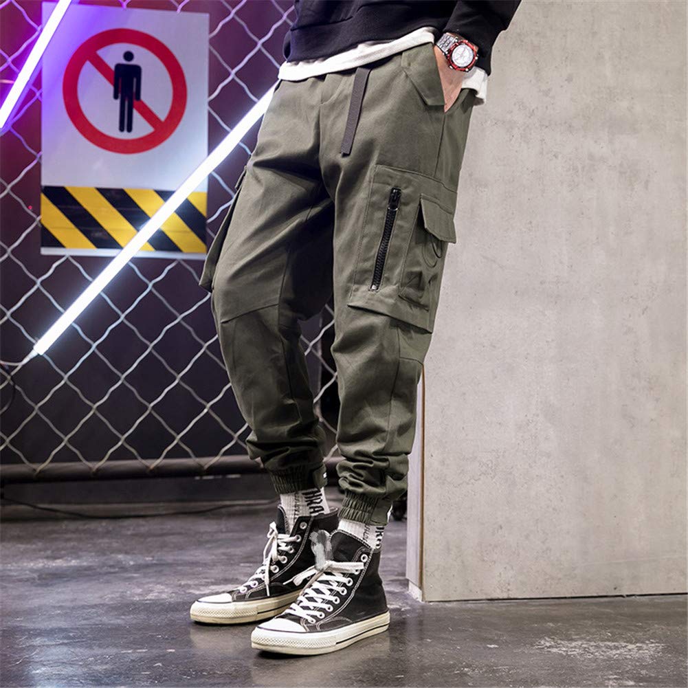 Astellarie Men's Stretch Elastic Waist Cotton Cargo Jogger Pants with Multiple Pockets - Comfortable Workout & Casual Wear for Gym, Hiking, and Everyday Use