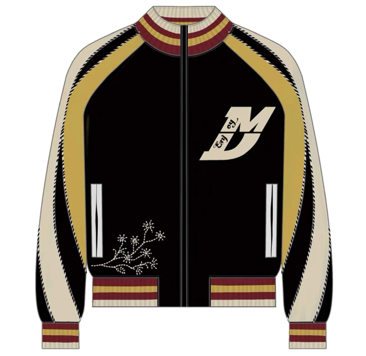 Mr Enjoy Da Money Initial D Yokosuka Jacket - Black & Brown Vintage Streetwear for Anime Fans & Car Enthusiasts - Perfect for Cosplay, Casual Wear & Anime Conventions