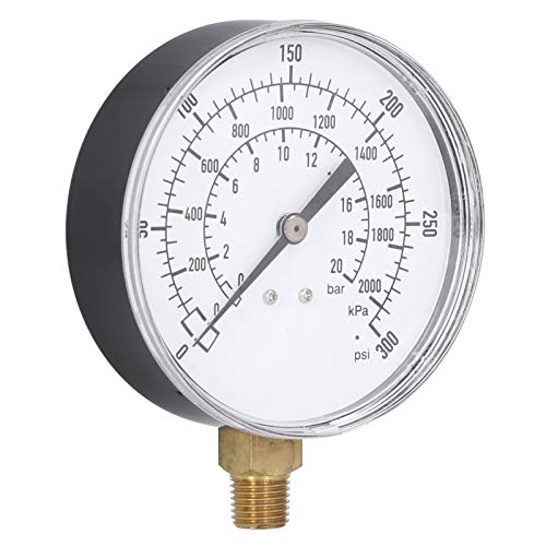 **Dual Scale Vacuum Pressure Gauge 0-300 PSI / 0-2000 KPA / 0-20 BAR - Antivibration Manometer for HVAC, Industrial, and Automotive Applications**