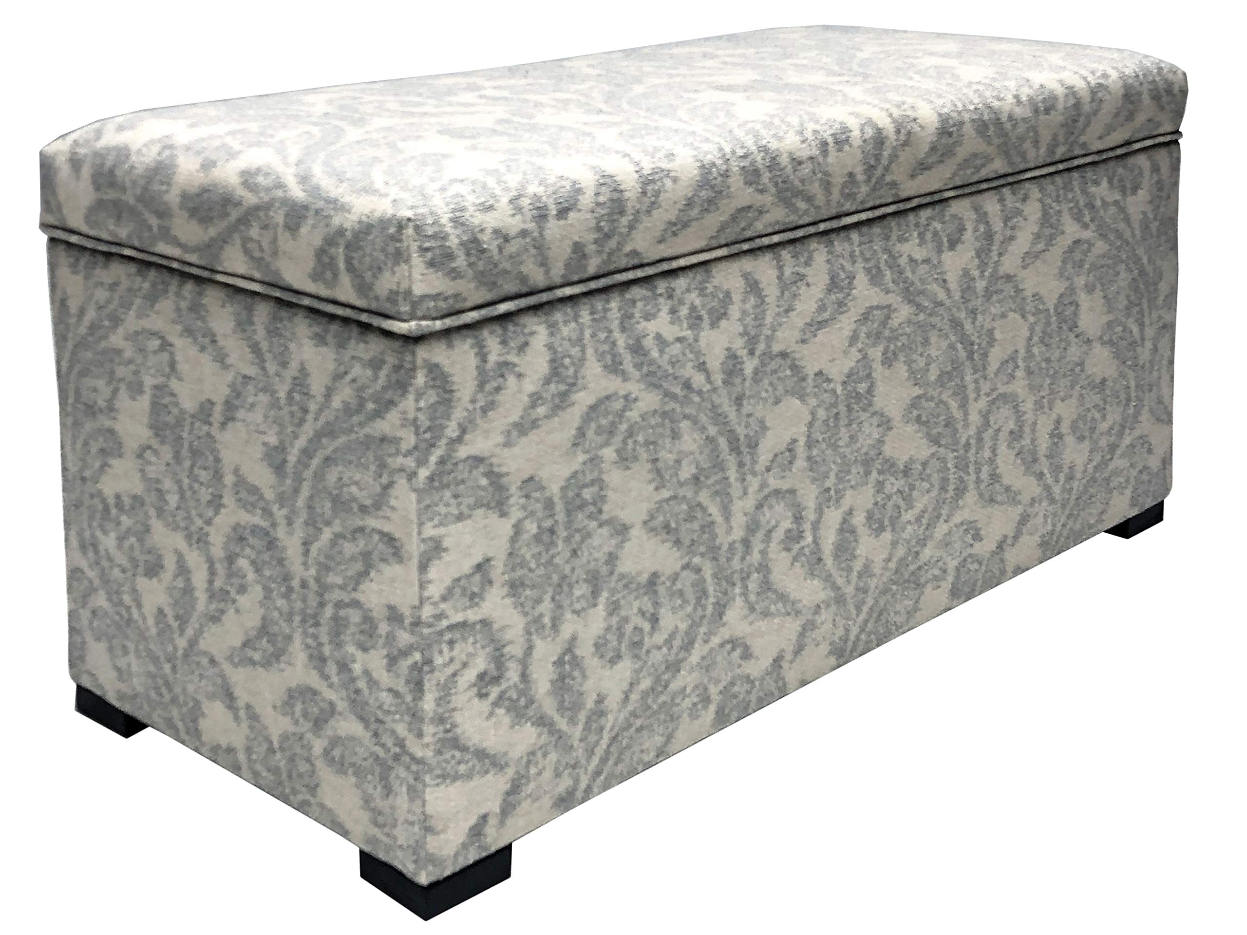 Sole Designs Angela Mid Century Modern Upholstered Storage Trunk - Grey Coffee Table Ottoman with Hidden Compartment for Living Room, Bedroom & Home Decor