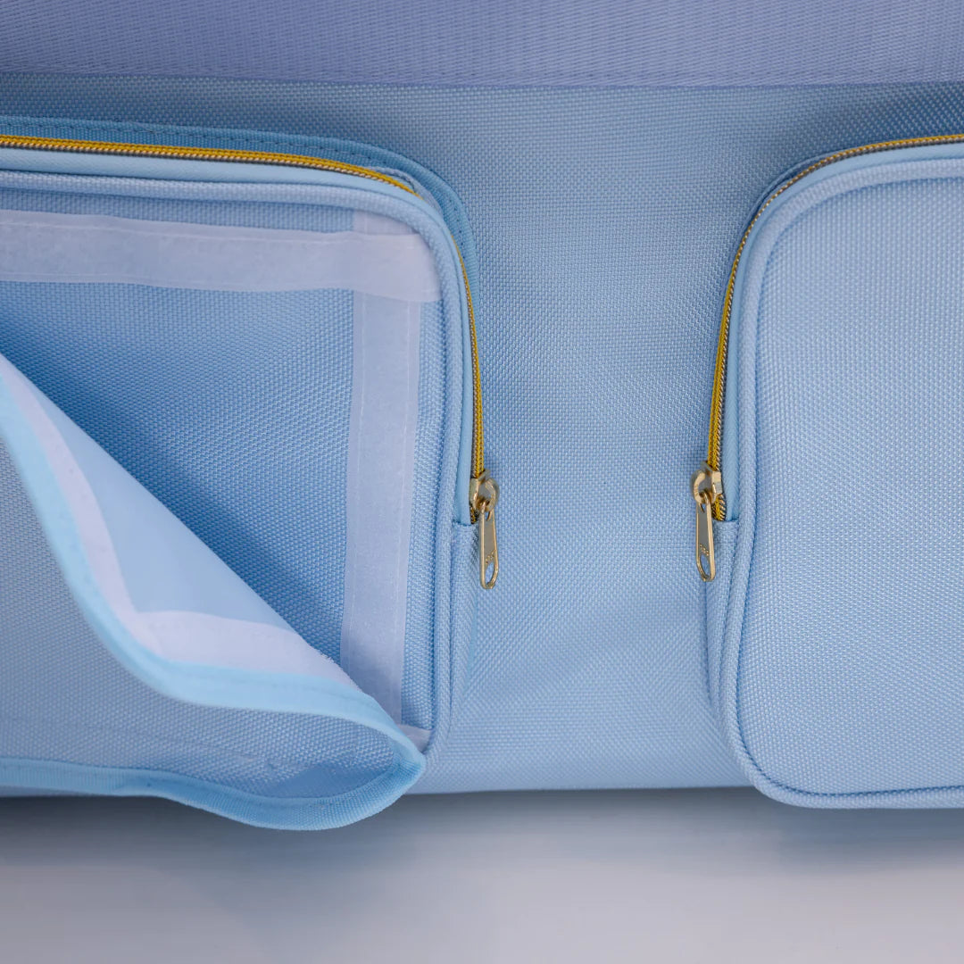Rac n Roll Medium Sky Blue Backpack with Built-in Storage - Perfect for School, Travel, and Outdoor Adventures