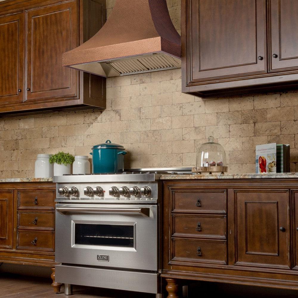 ZLINE Designer Series Hand Hammered Copper Finish Wall Range Hood (8632H) - Premium Kitchen Ventilation for Modern Homes, Perfect Over Stove, Island or Cooktop